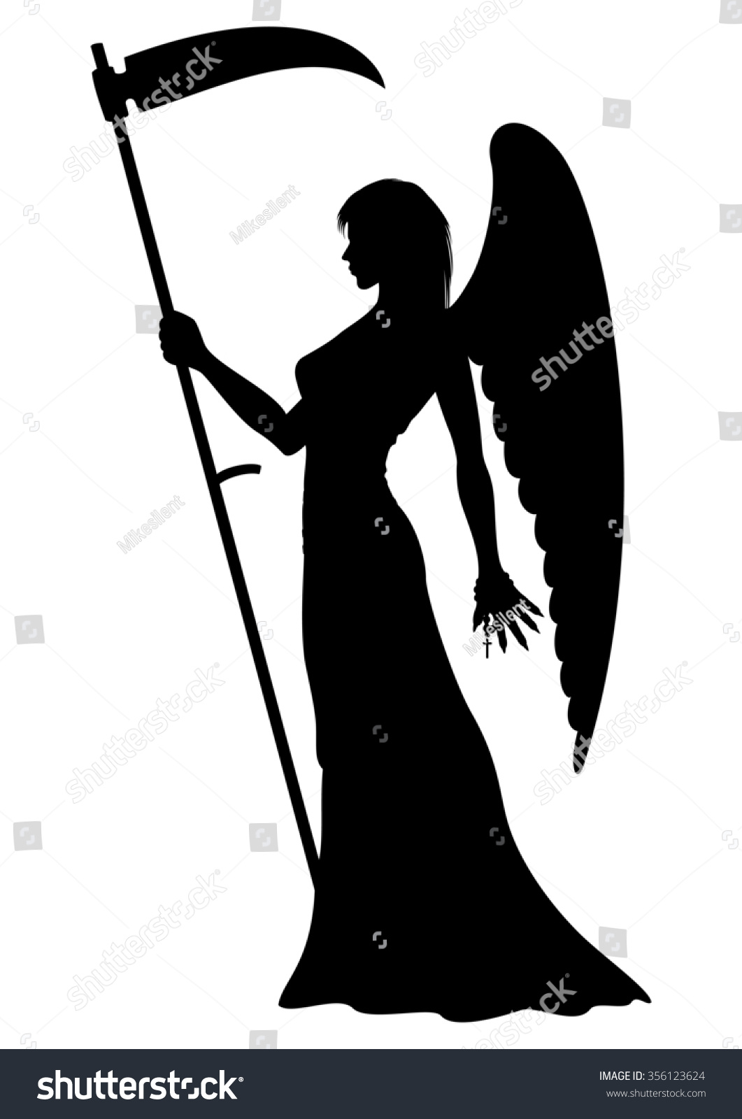 Angel Death Silhouette Illustration Silhouette Female Stock ...