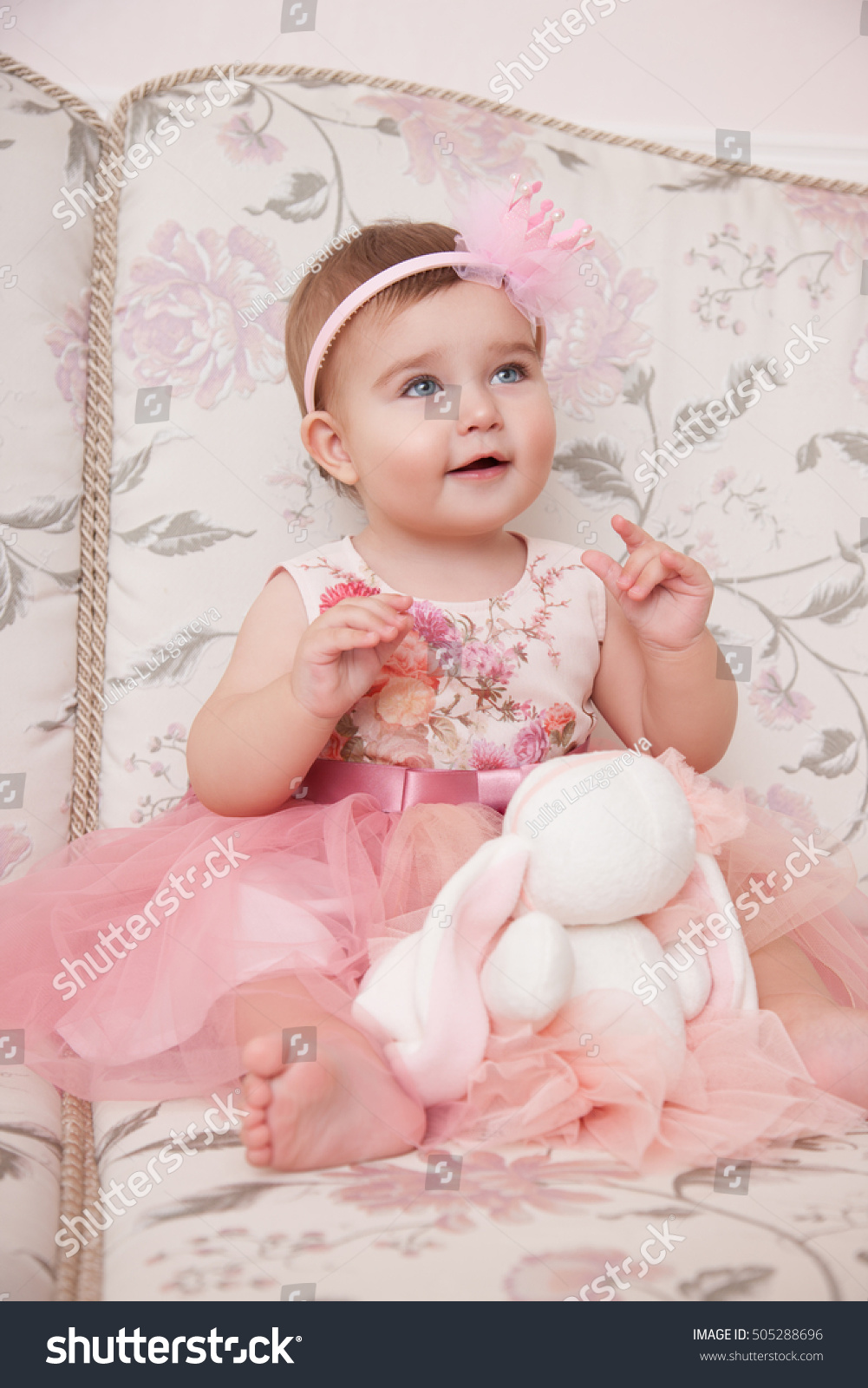 cute baby girl in pink dress