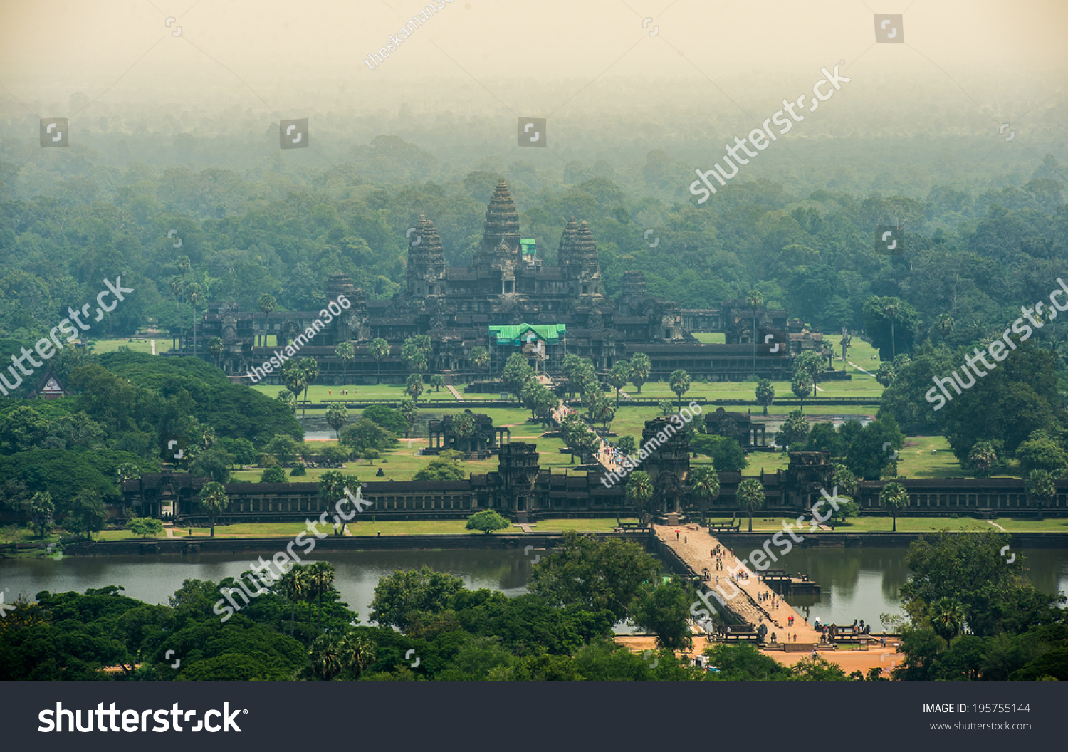 Angkor Wat Bird'S Eye View (Due To The Haze, The Image Is Slightly ...