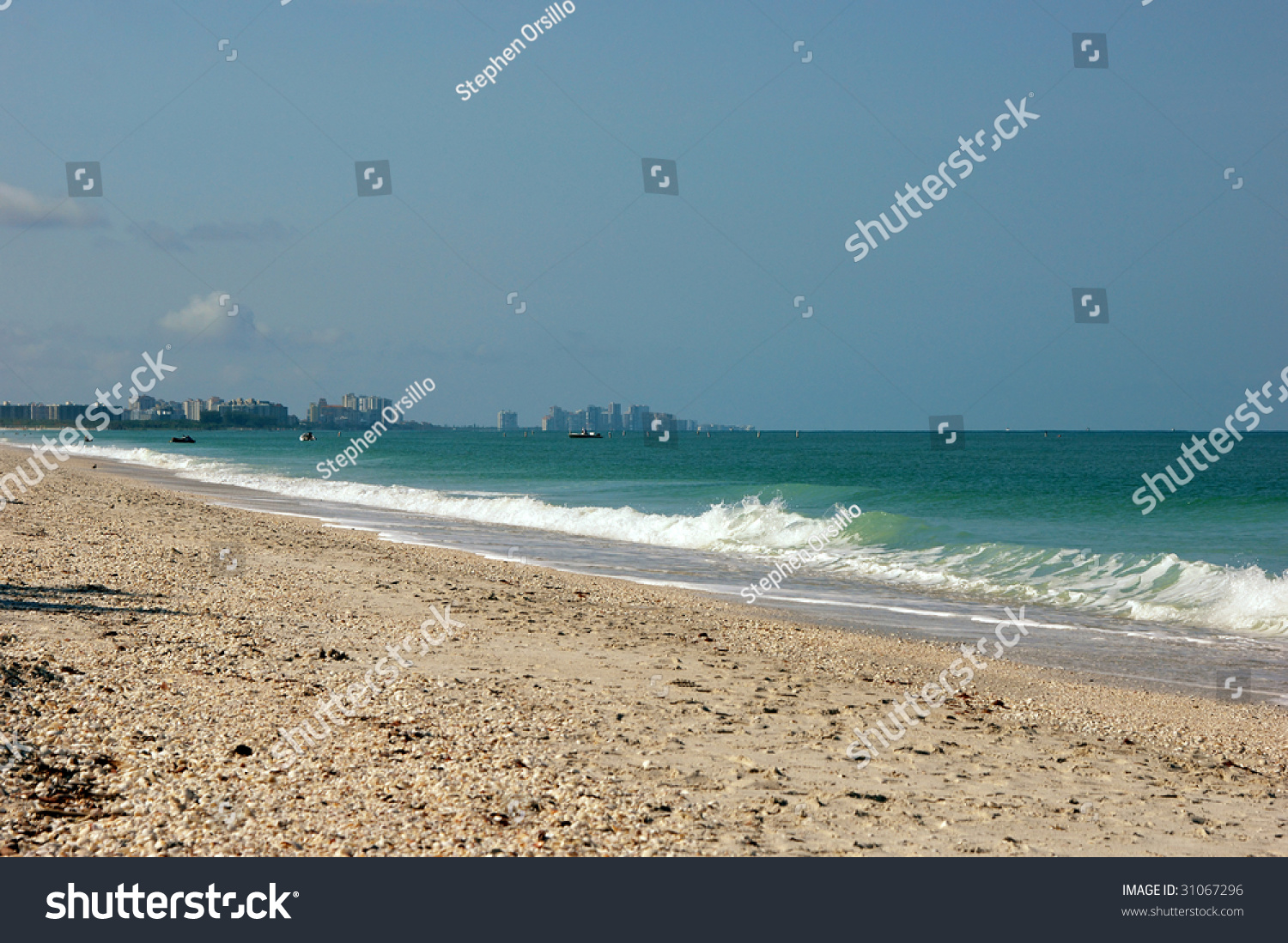 Angled Seascape Image Of Bonita Beach In Florida With Naples In The ...