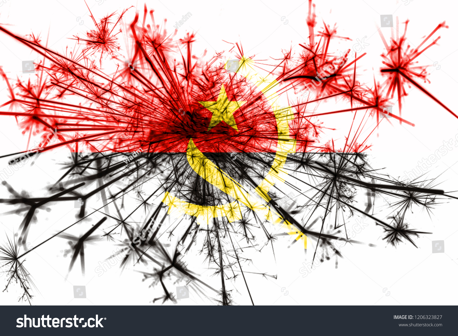 Angola Fireworks Sparkling Flag New Year ilustrações stock 1206323827