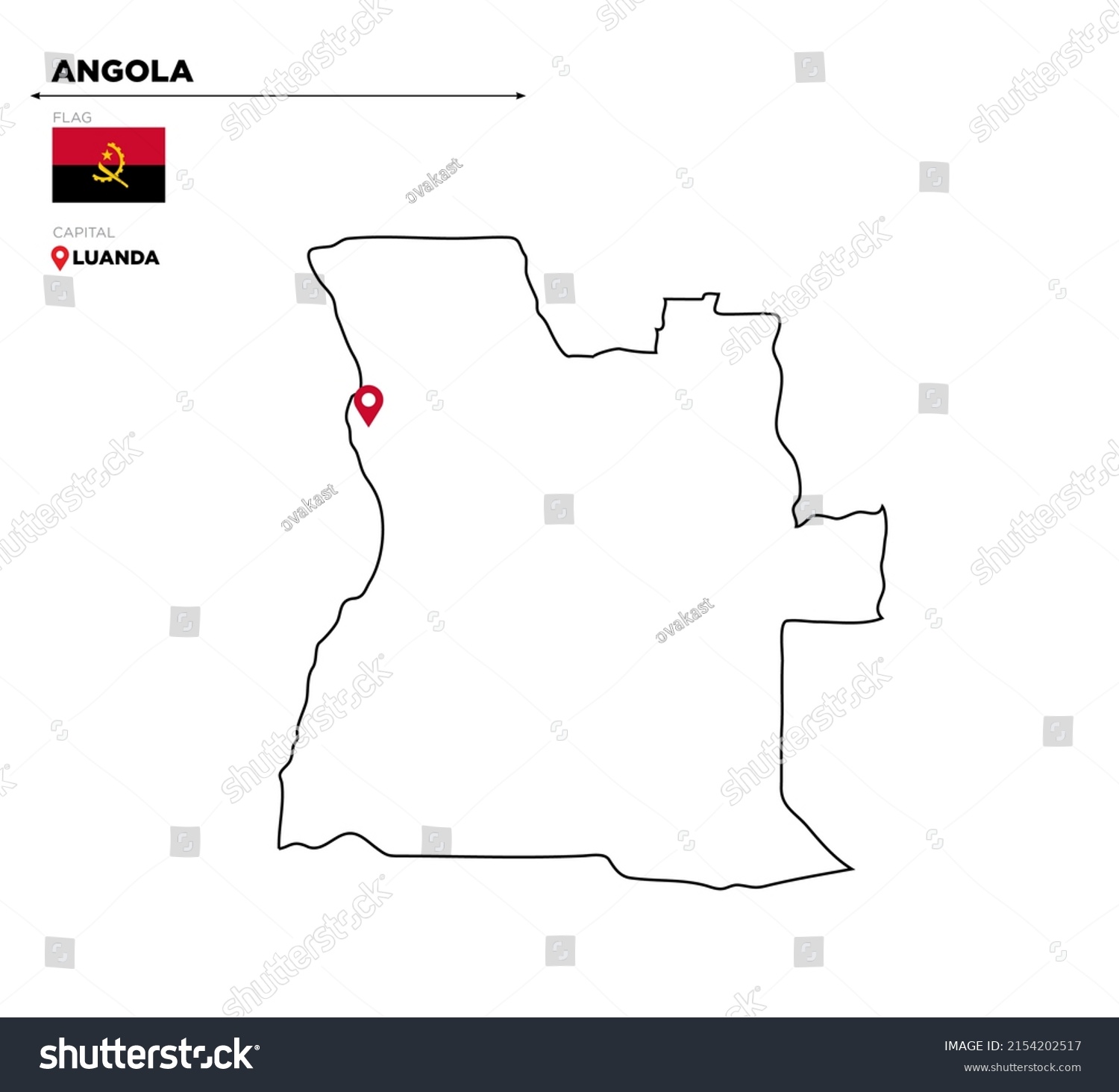 Angola Political Map Capital City Luanda Stock Illustration 2154202517 Shutterstock 5737