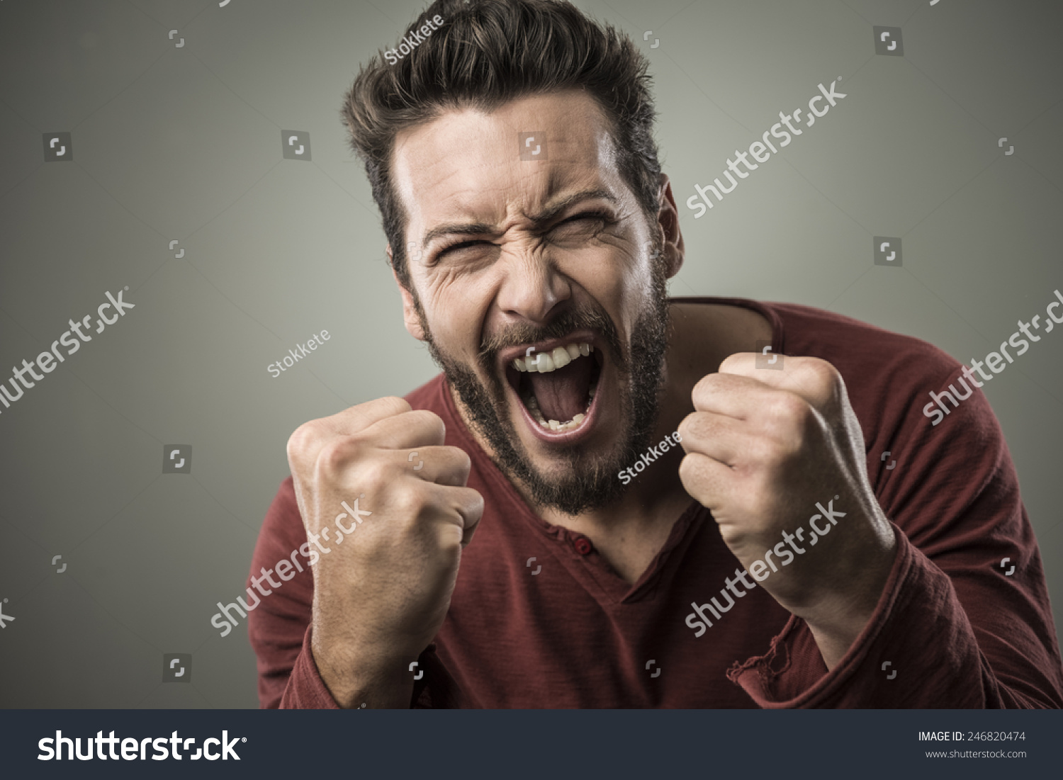 Angry Aggressive Man Shouting Out Loud Stock Photo (Edit Now) 246820474