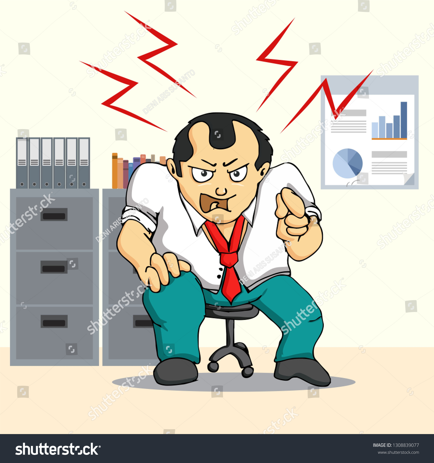 Angry Boss Screaming Stock Illustration 1308839077 | Shutterstock