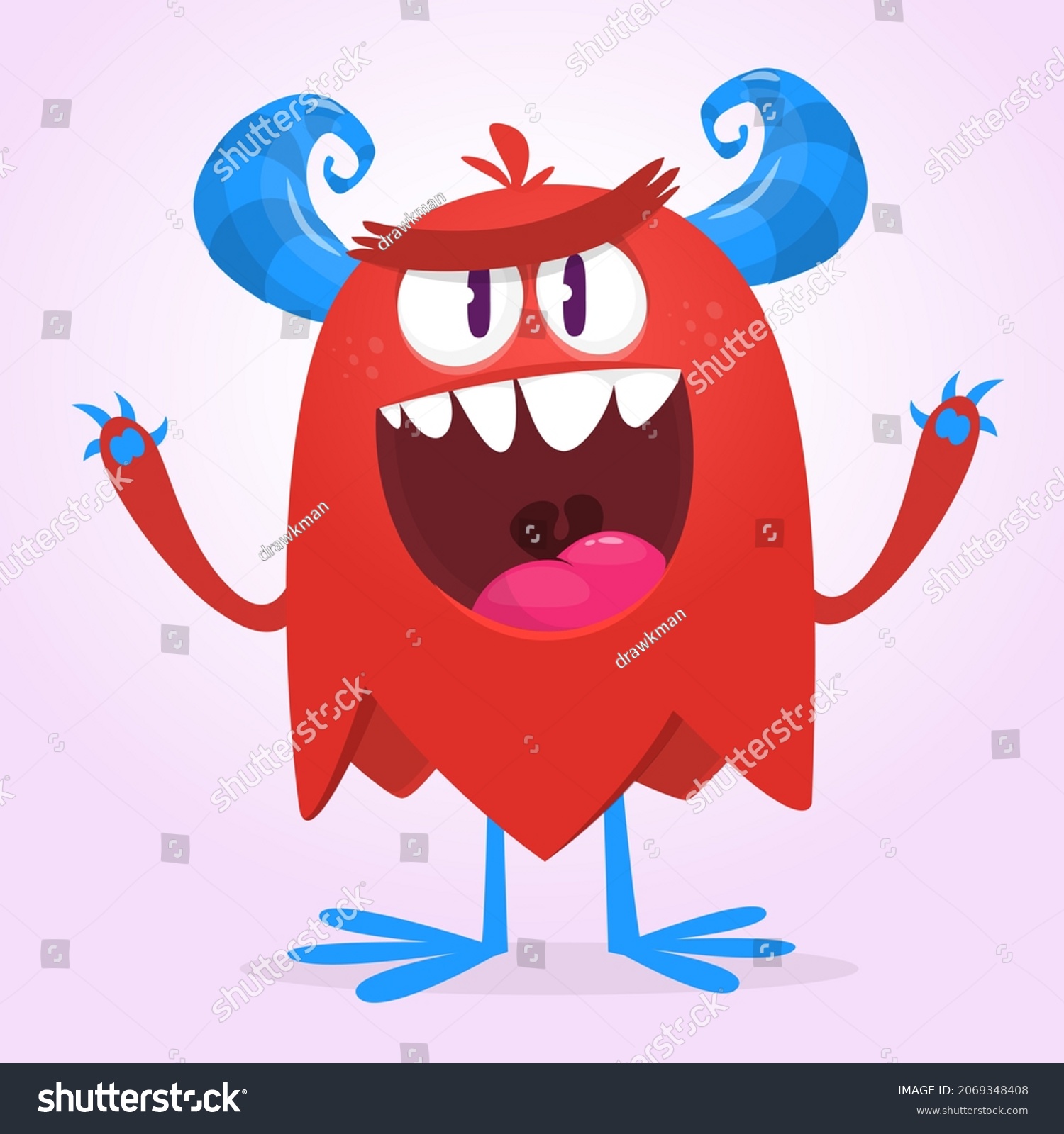 Angry Cartoon Monster Character Illustration Creepy Stock Illustration ...