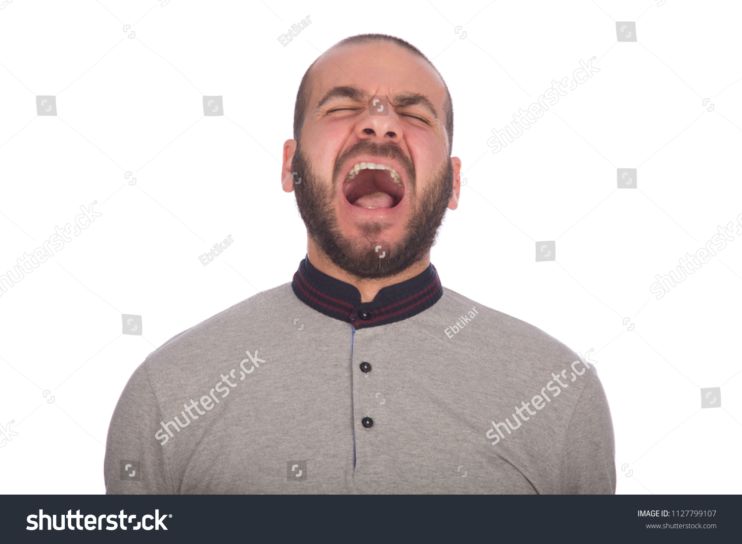 Angry Man Screaming Isolated On White Stock Photo 1127799107 