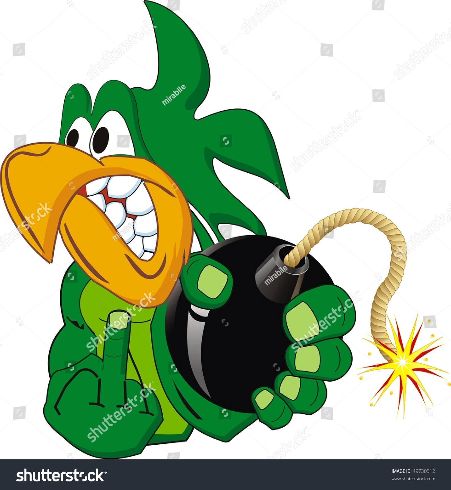 Angry Parrot Cartoon Isolated Bomb Stock Illustration 49730512 ...