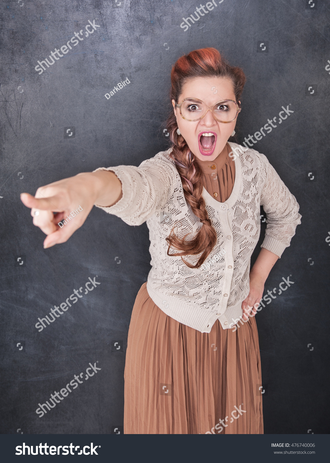 Angry Screaming Teacher Pointing Out On Stock Photo Edit Now 476740006