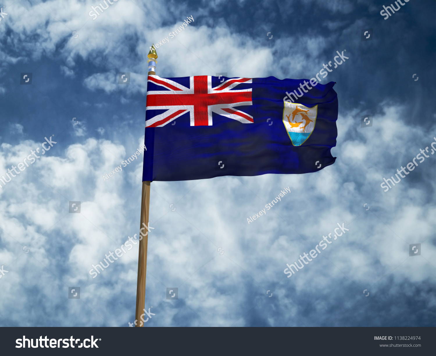 Anguilla Flag Silk Waving Flag Anguilla Stock Illustration