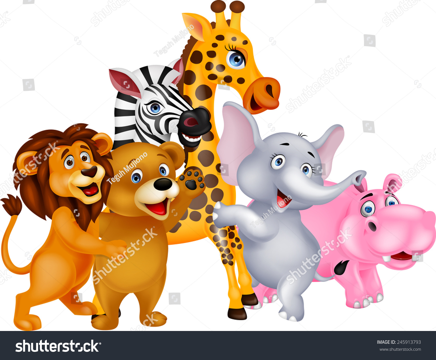 Animals Cartoon Posing Stock Illustration 245913793 - Shutterstock