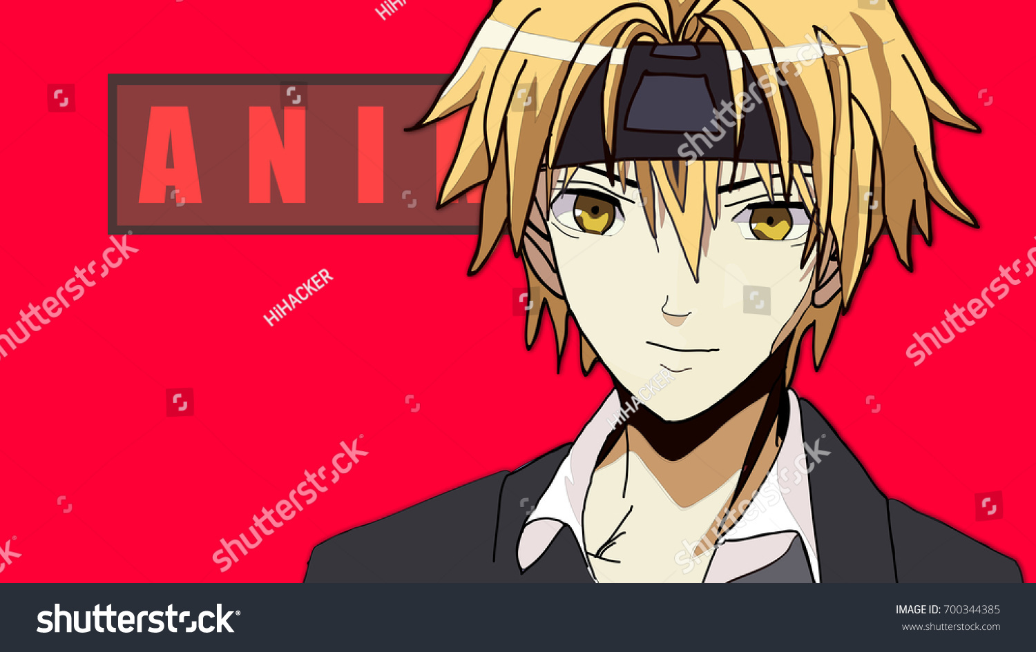 Anime Boy Blonde Hair Cartoon Character Stock Illustration 700344385