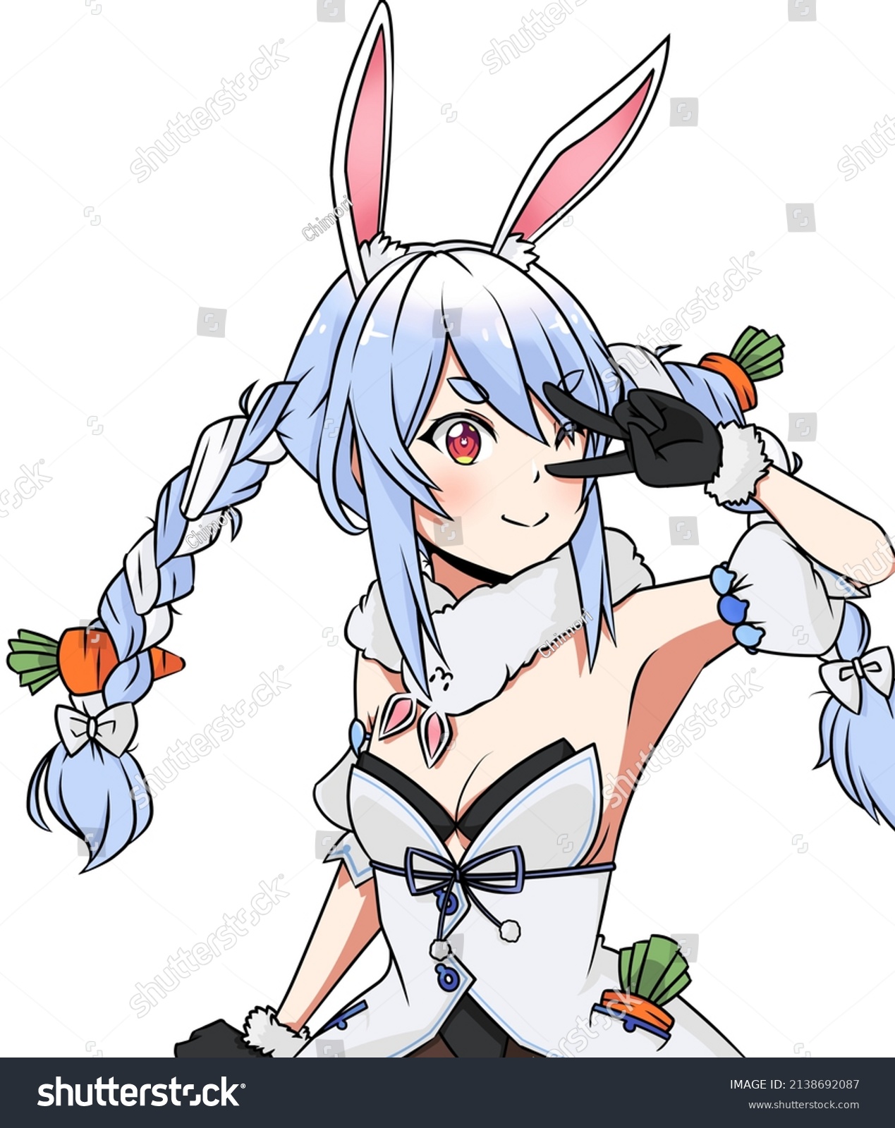 Anime Bunny Girl Posing Illustration Stock Illustration 2138692087