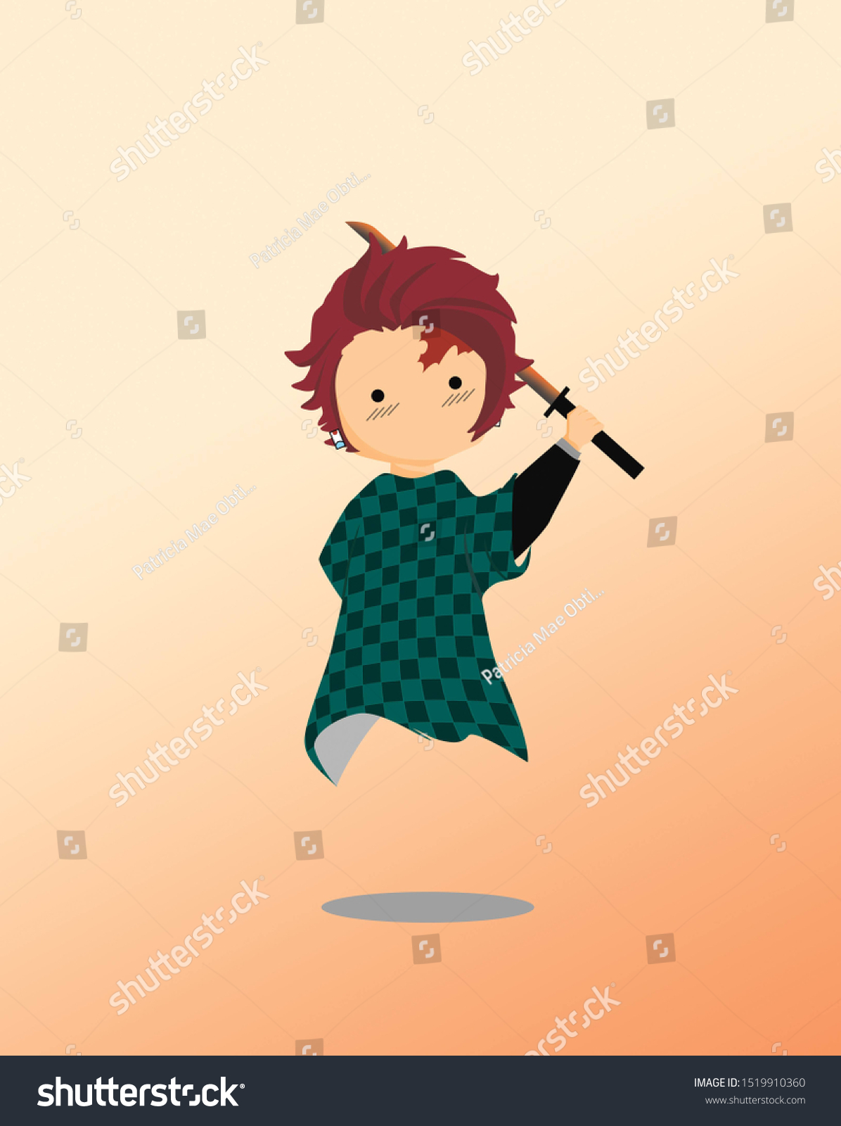 Anime Demon Slayer Tanjiro Kamado Stock Illustration