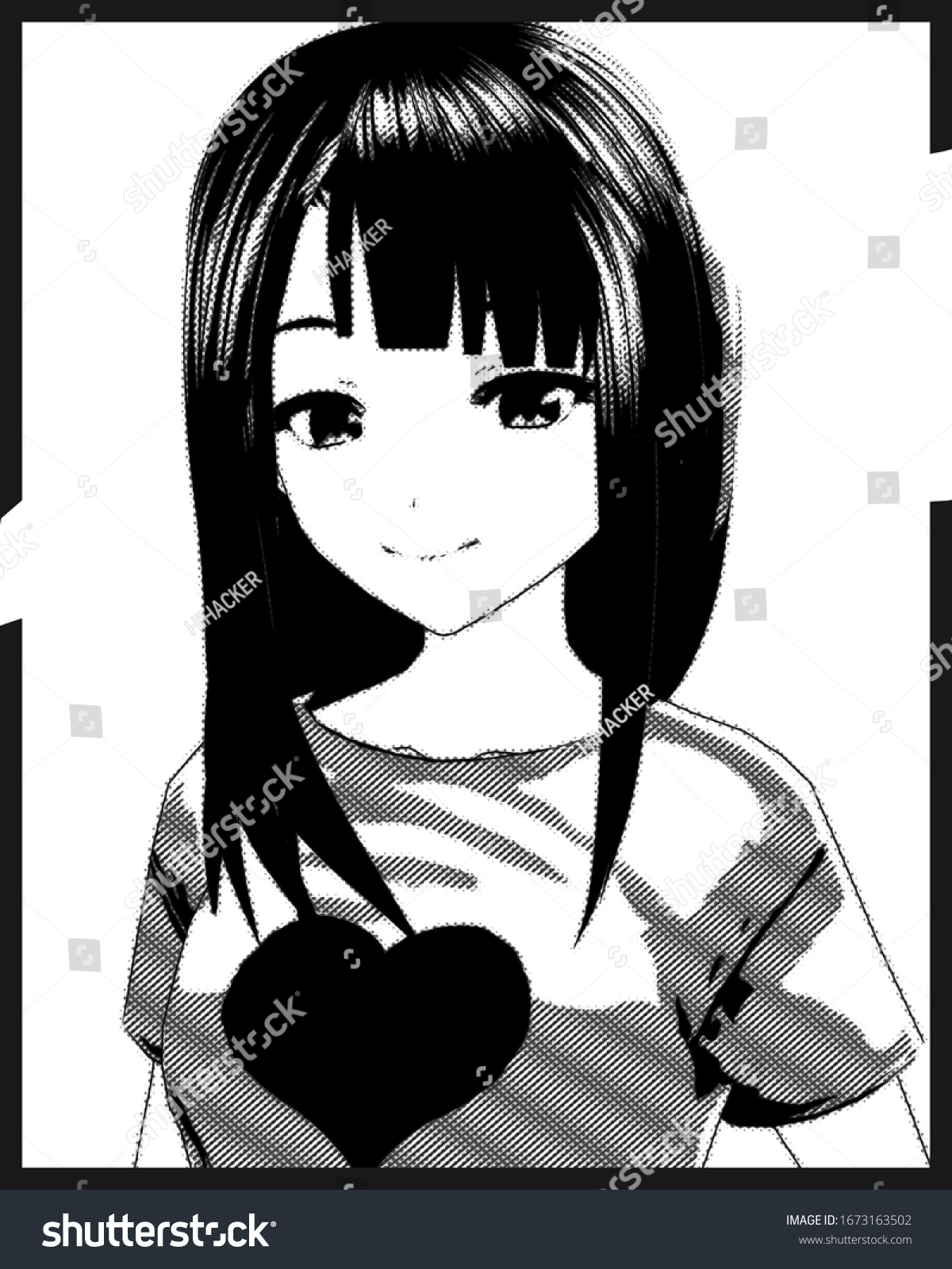 Anime Girl Cartoon Character Japanese Girl Stock Illustration