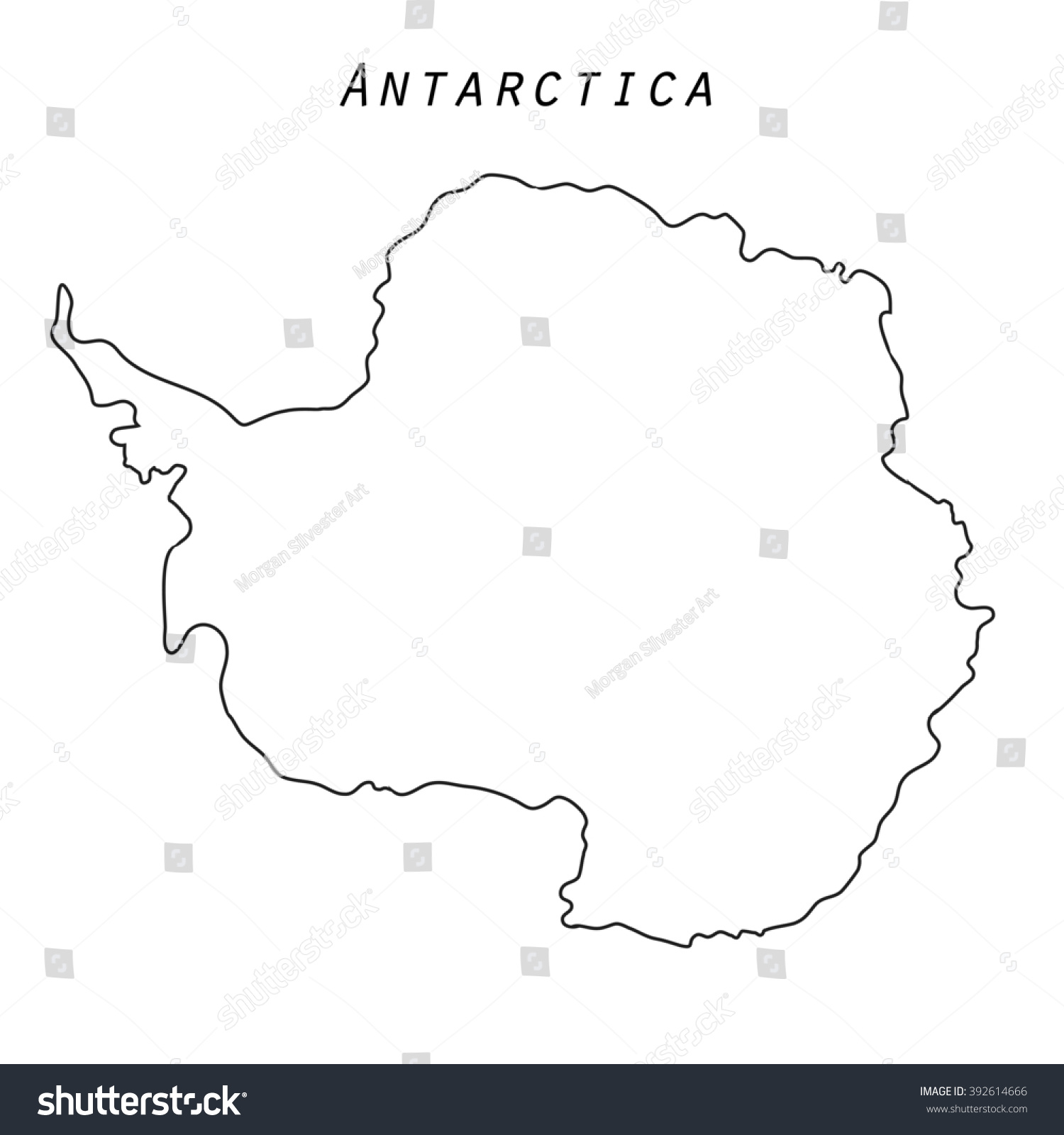 Antarctica Map Outline Isolated Stock Illustration 392614666 - Shutterstock