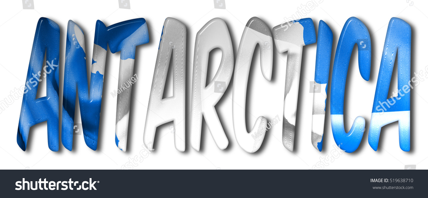 antarctica word 3 d illustration flag texture stock illustration