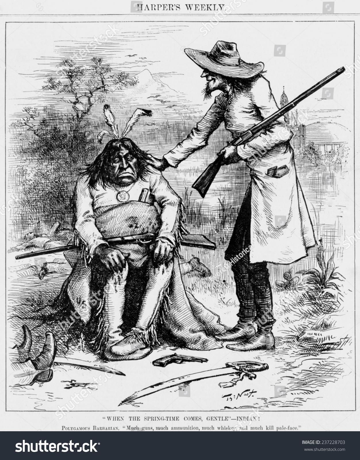 Anti-Mormon Cartoon By Thomas Nast Based On Incidents Of The 1857 Utah ...