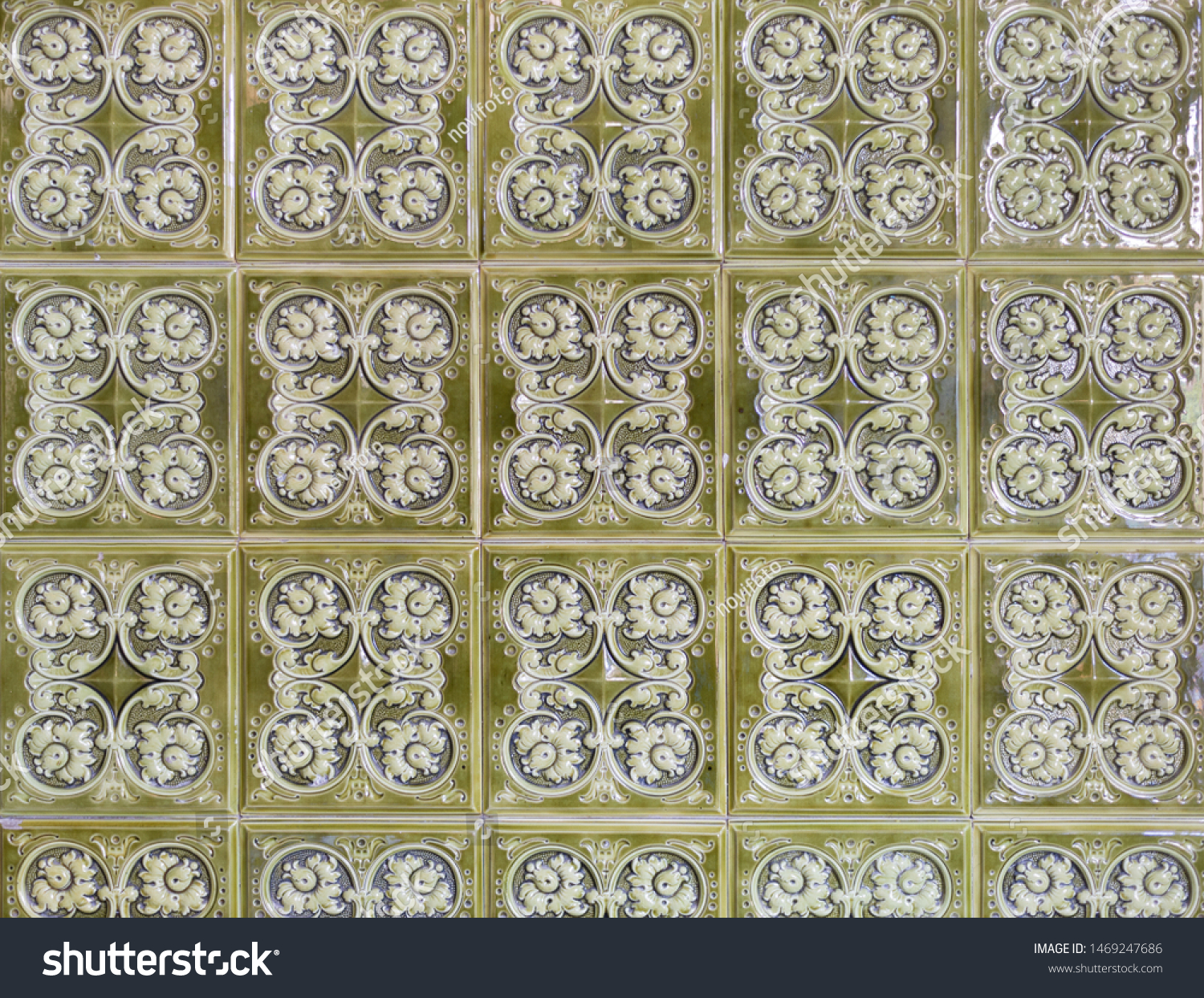 Antique Ceramic Tiles On Fireplace Close Stock Photo Edit Now