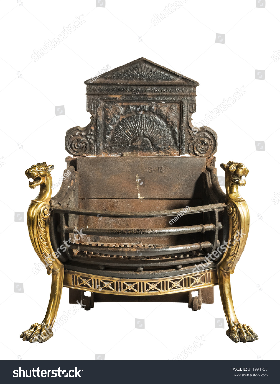 Antique Fireplace Grate Large Back Plate Stock Photo Edit Now 311994758