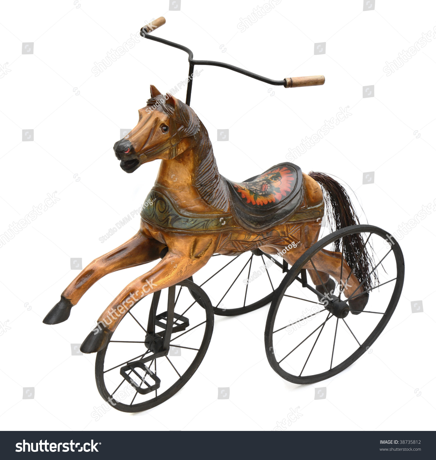 vintage wooden horse tricycle