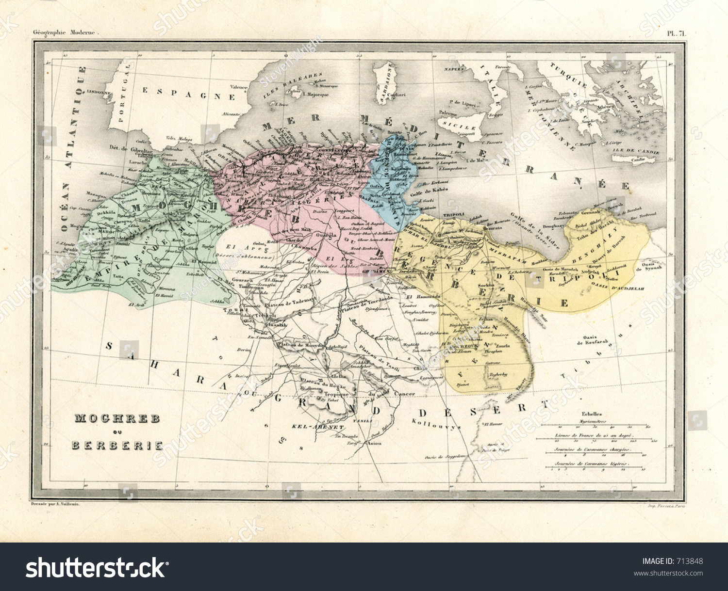Stock Photo Antique Map Of Barbary Coast Of North Africa 713848 