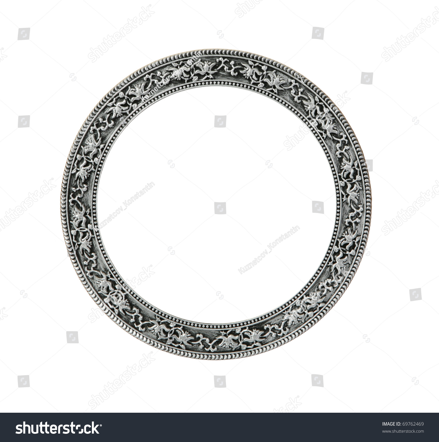 Antique Round Silver Frame Clipping Path Stock Photo 69762469 