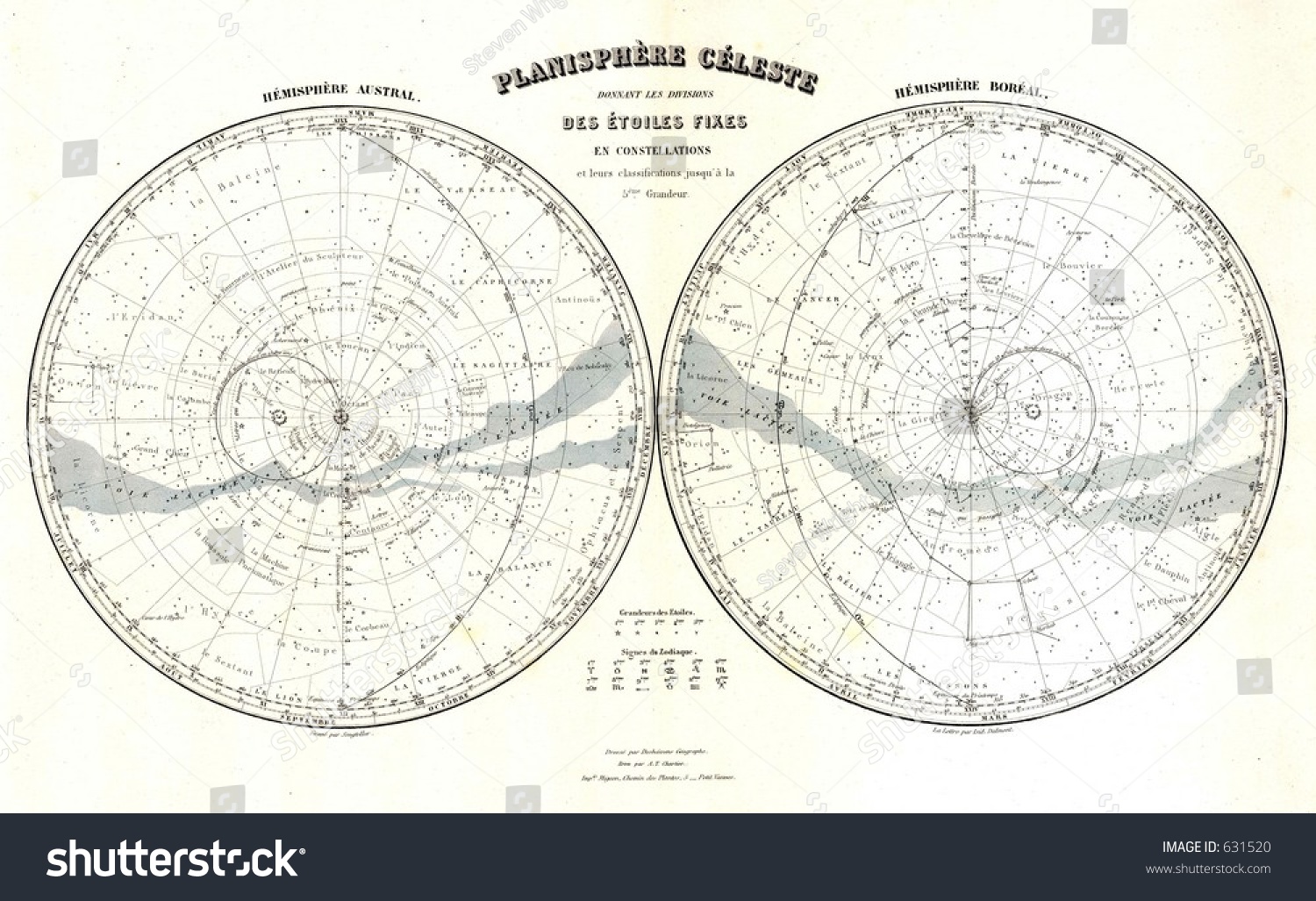 Antique Star Chart Constellations Stock Illustration 631520 - Shutterstock