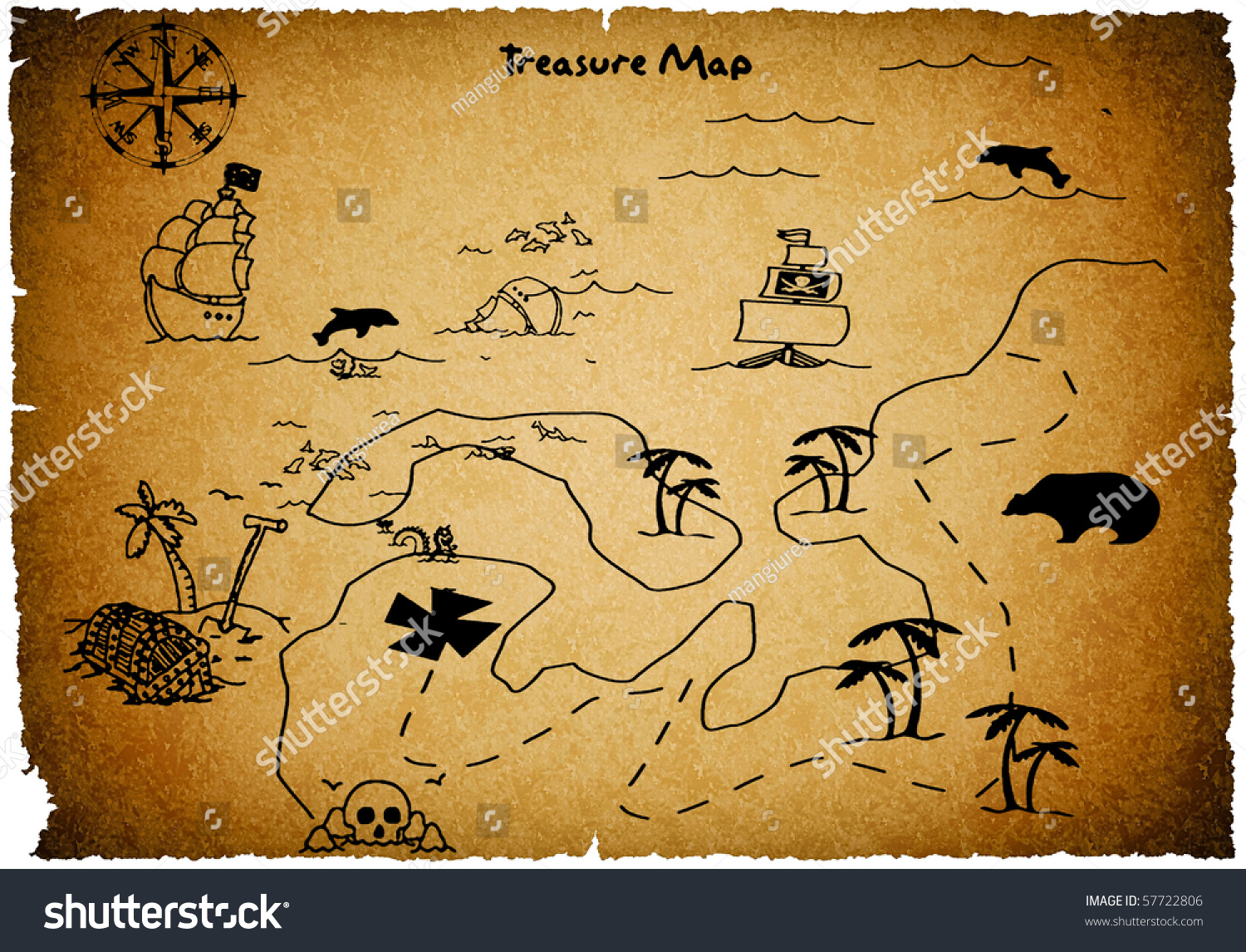 Antique Treasure Map Stock Photo 57722806 - Shutterstock