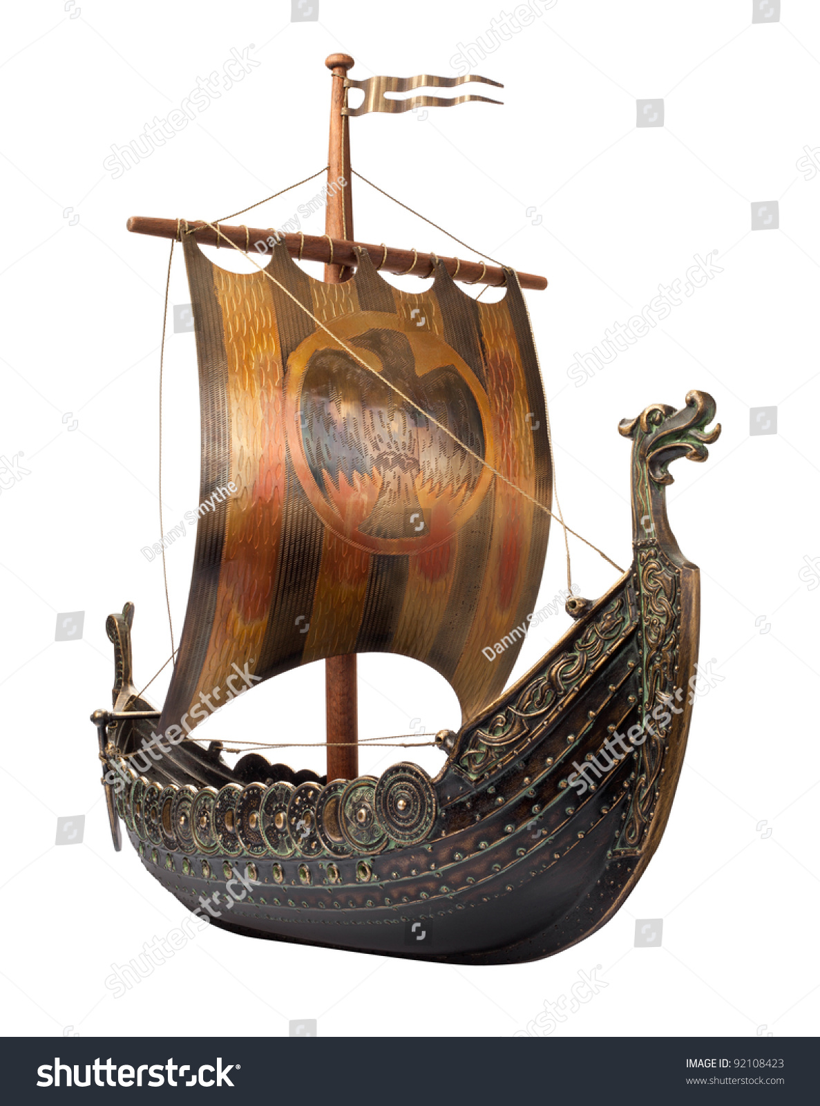 Antique Viking Ship Model Isolated On Stock Photo 92108423 