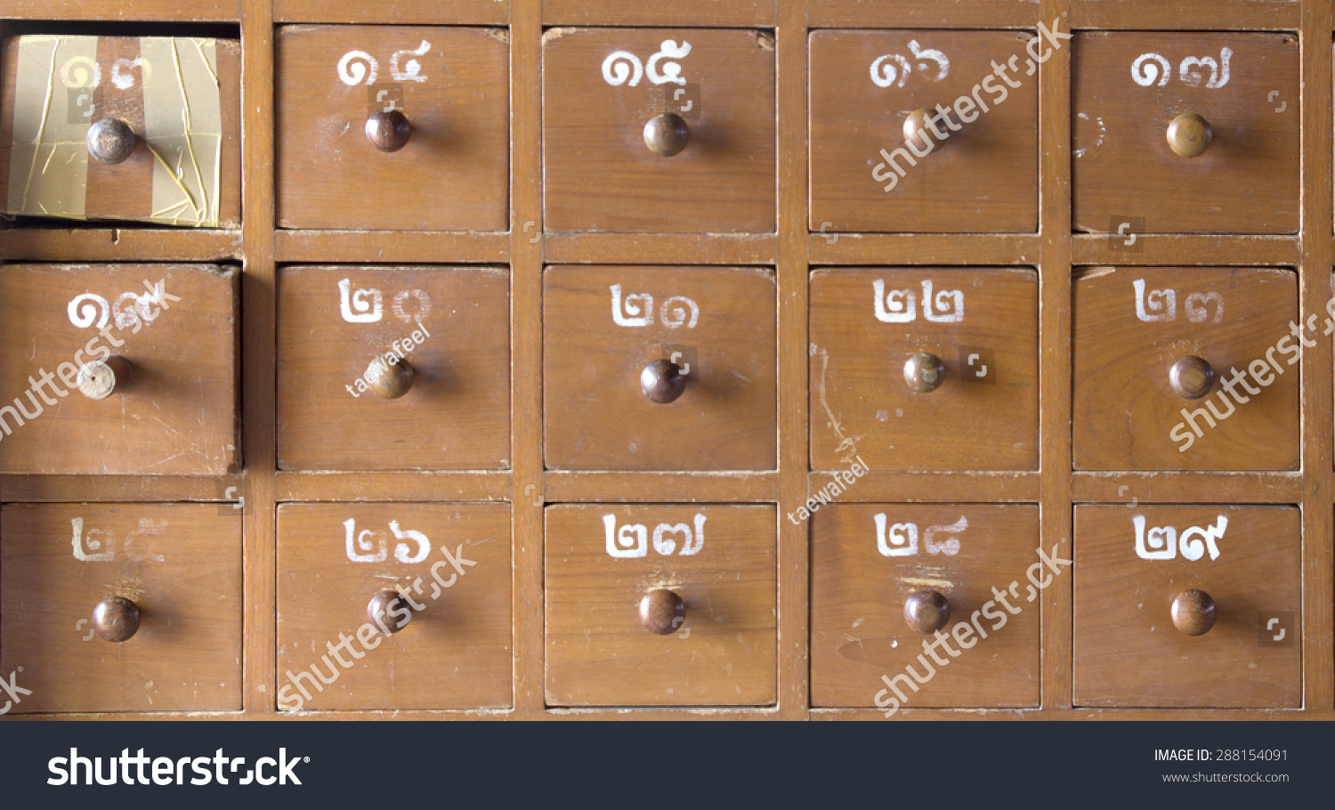 Apothecary Cabinet Drawers Isolated Clipping Path Stock Photo