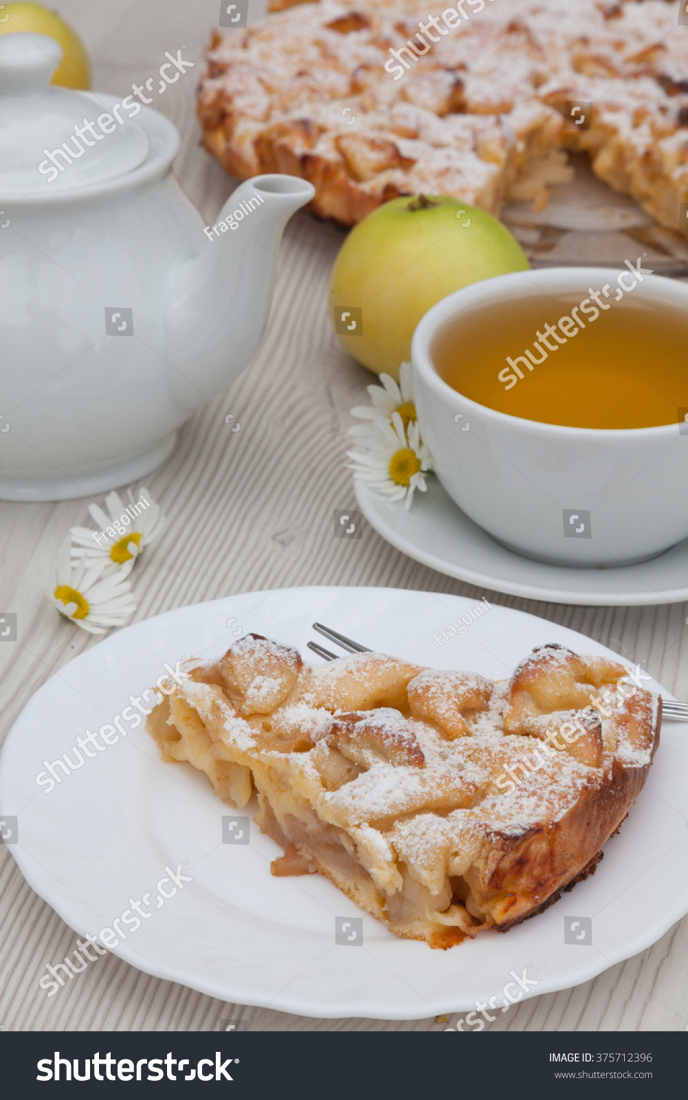 wooden apple tea set