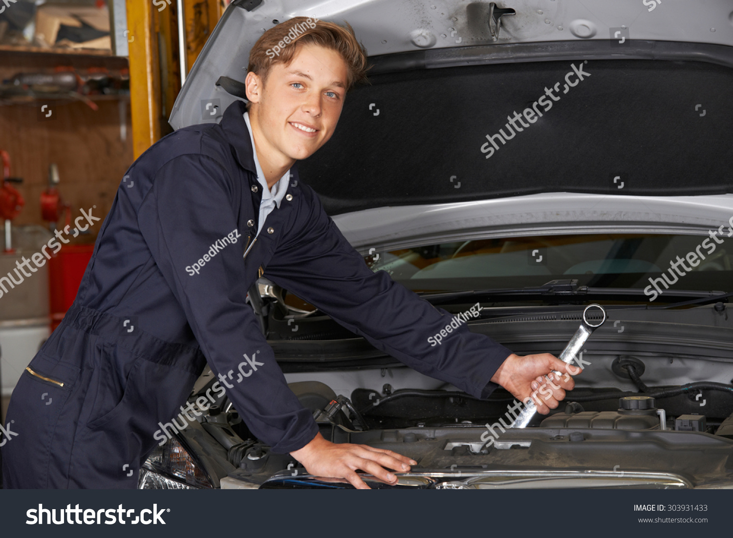 Apprentice Mechanic Auto Shop Working On Stock Photo Edit Now