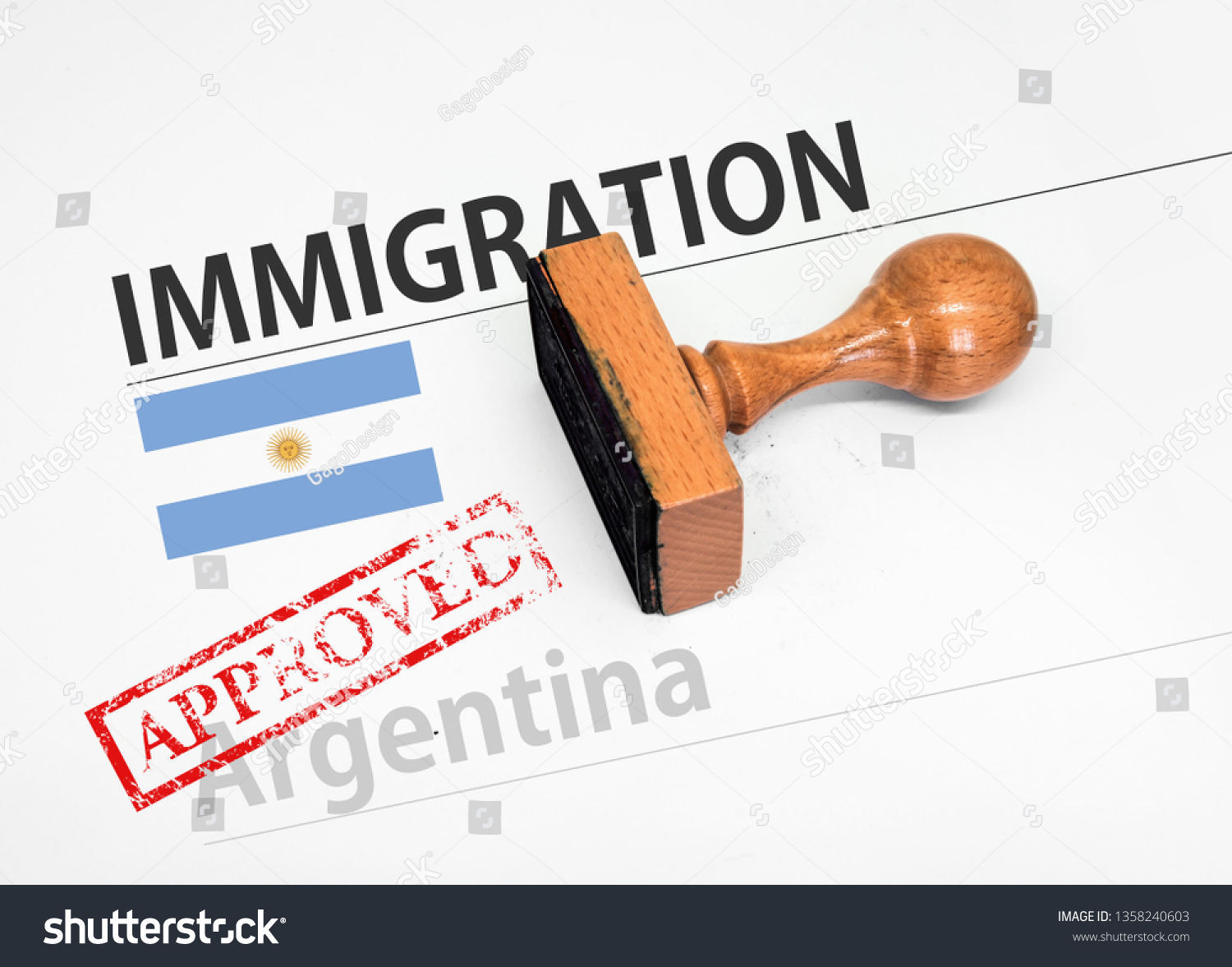 Approved Immigration Argentina Application Form Rubber Stock Photo   Stock Photo Approved Immigration Argentina Application Form With Rubber Stamp 1358240603 