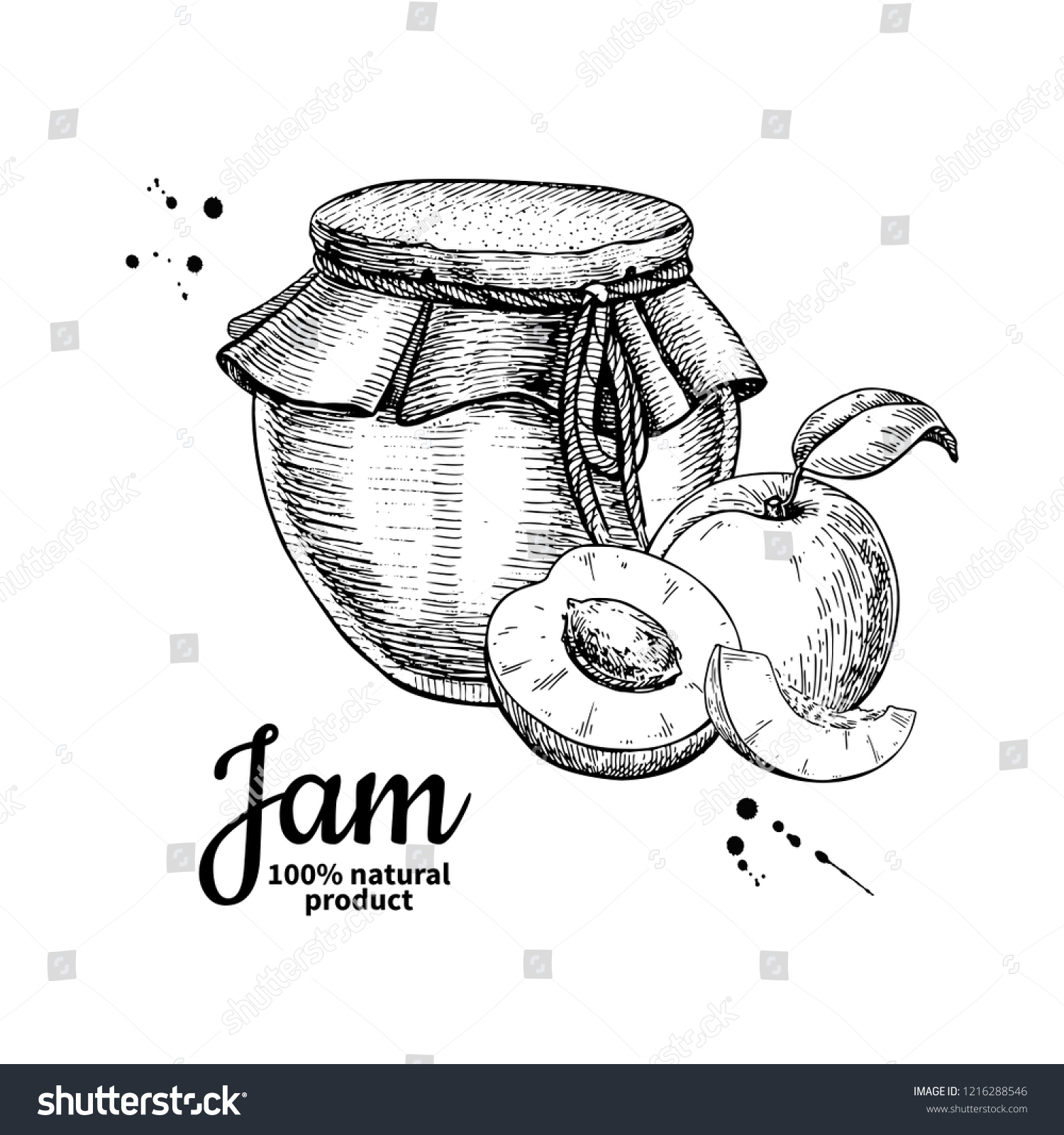 Download Apricot Jam Glass Jar Drawing Fruit Stock Illustration 1216288546 PSD Mockup Templates