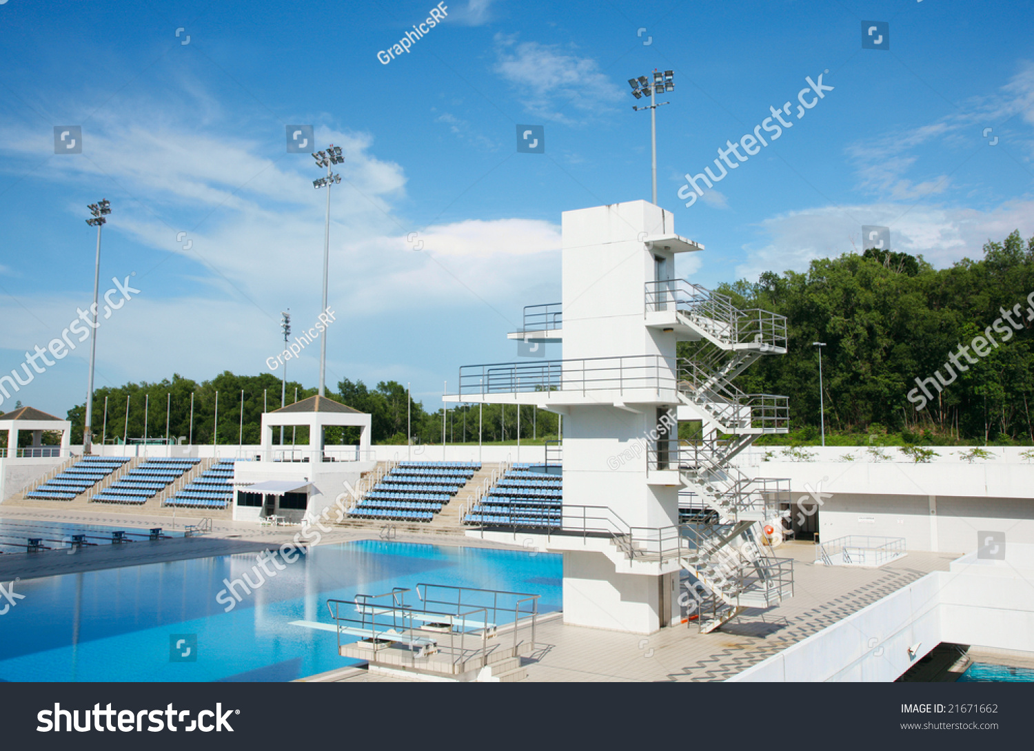 Aquatic Center With High Dive Platform Stock Photo 21671662 : Shutterstock