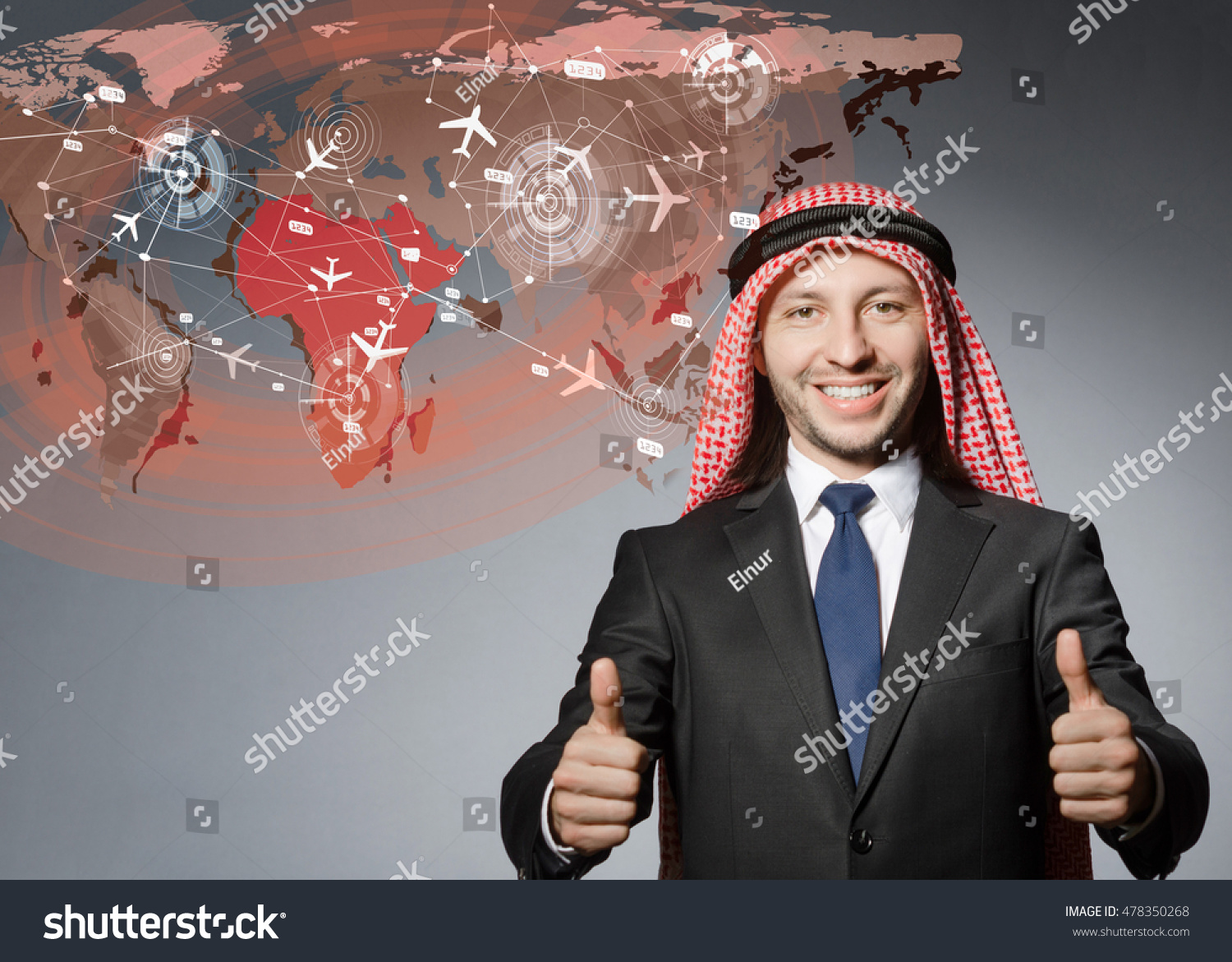  Gray Classic  Template Design Featuring Arab Man in World Travel Concept