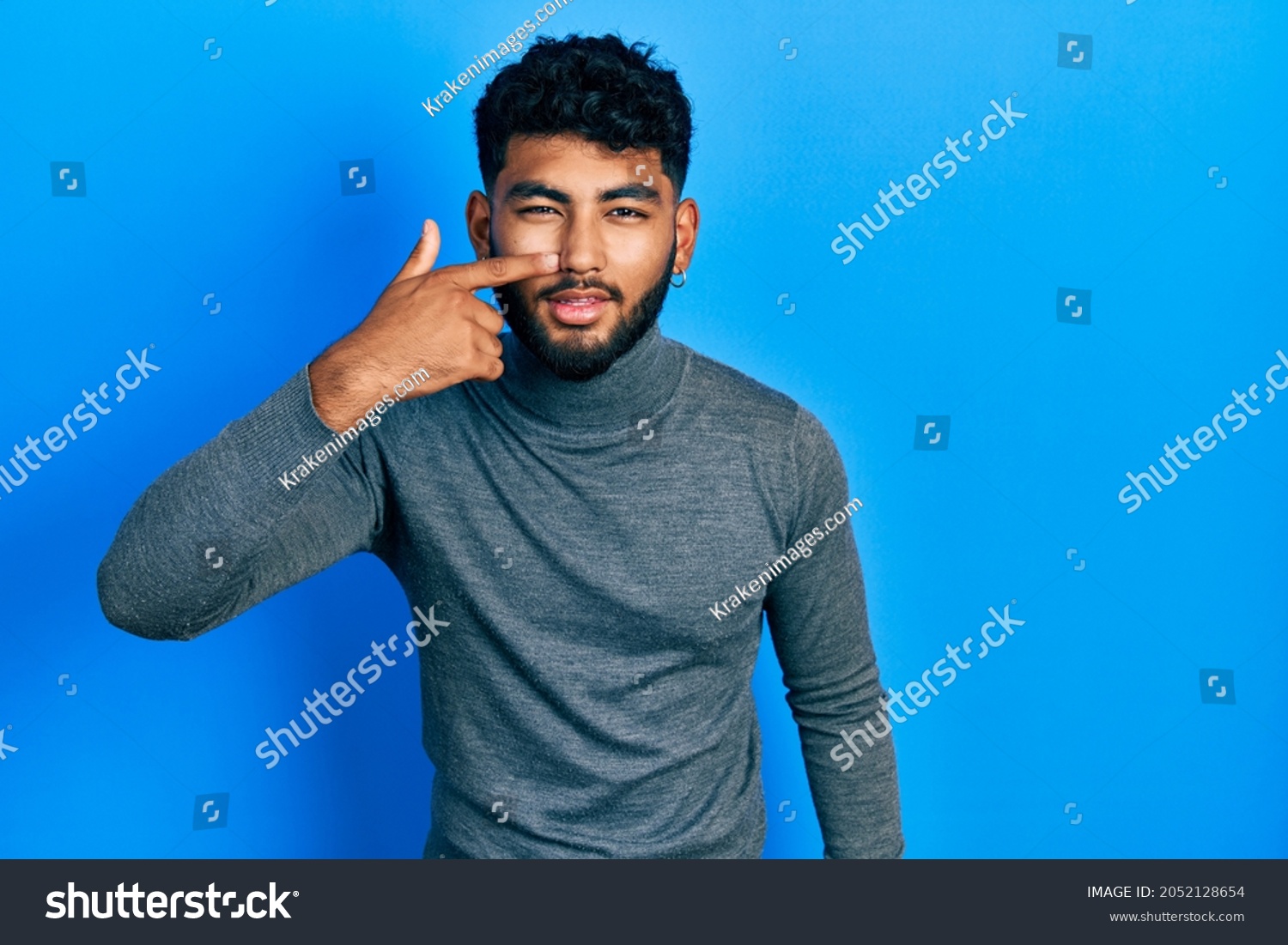 Arab Man Beard Wearing Turtleneck Sweater Stock Photo 2052128654