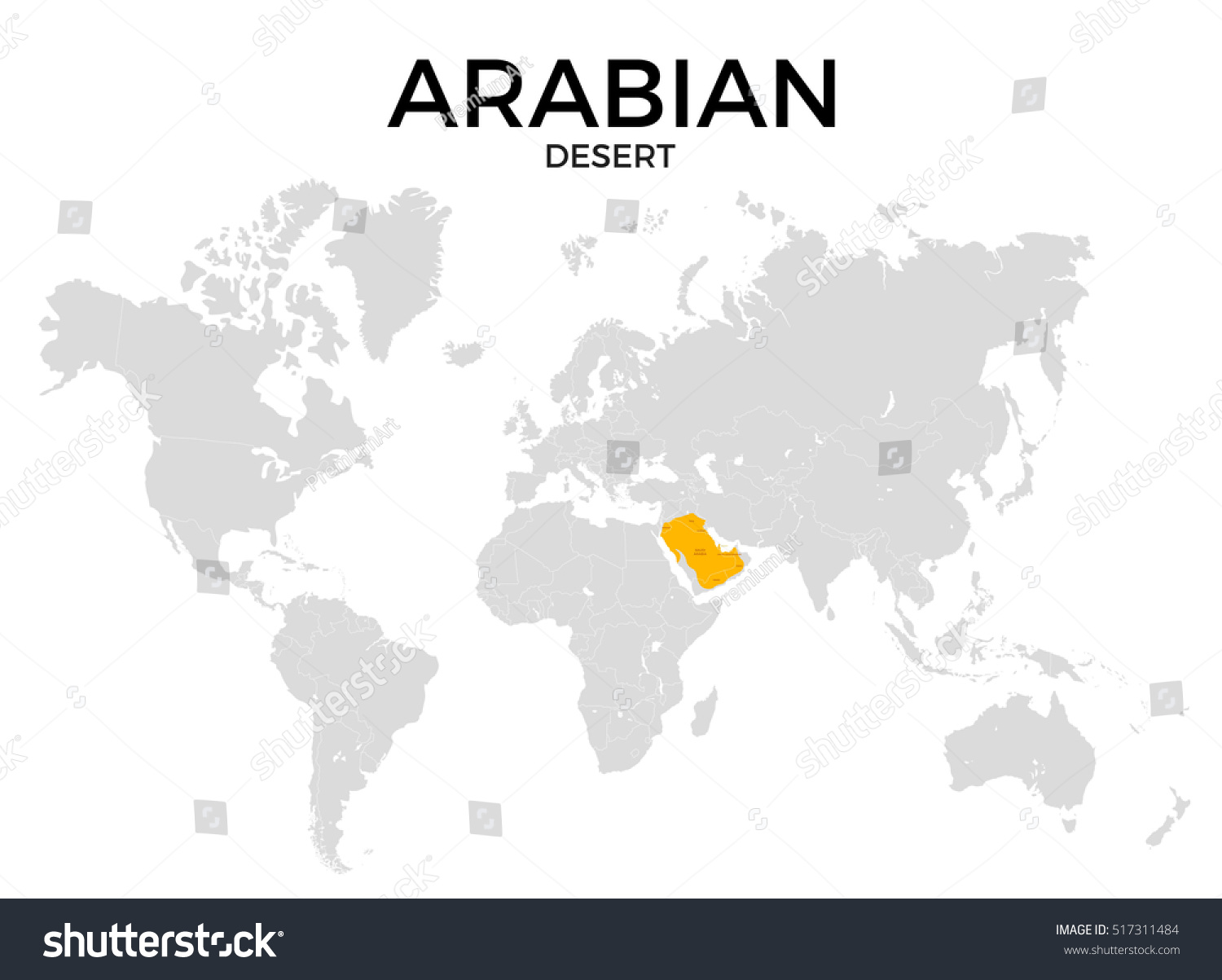 Arabian Desert Location Modern Detailed Map Stock Illustration