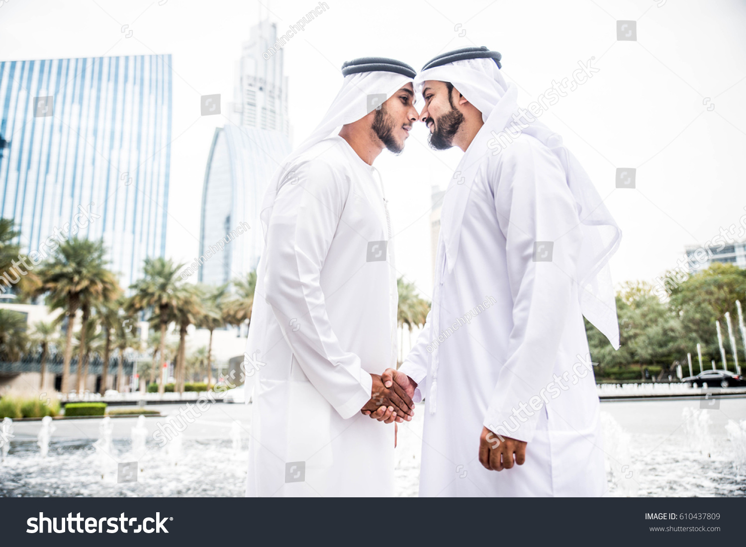 Arabic Businessmen Dubai Greeting Traditional Emirates Stock Photo ...