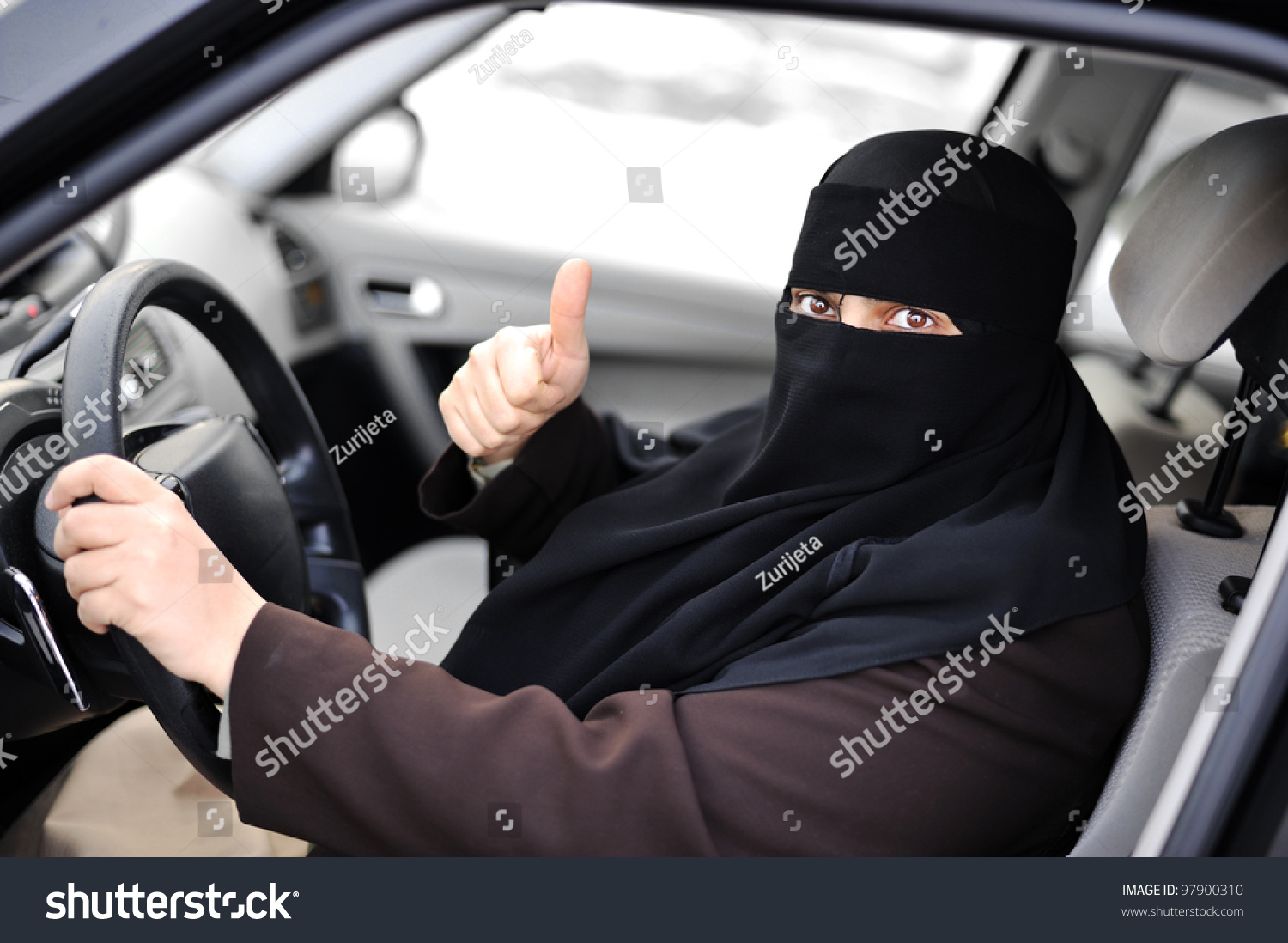 Arabic Muslim Woman Driving Car Happy Stock Photo Shutterstock