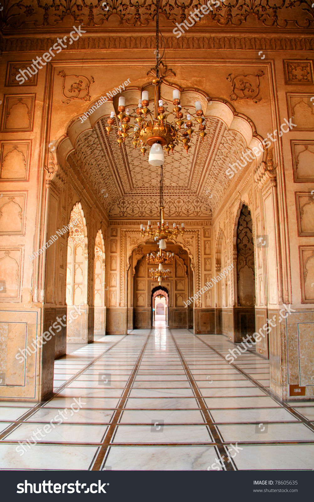 Arch Design Inside Badshahi Mosque Lahore Stock Photo 78605635 ...