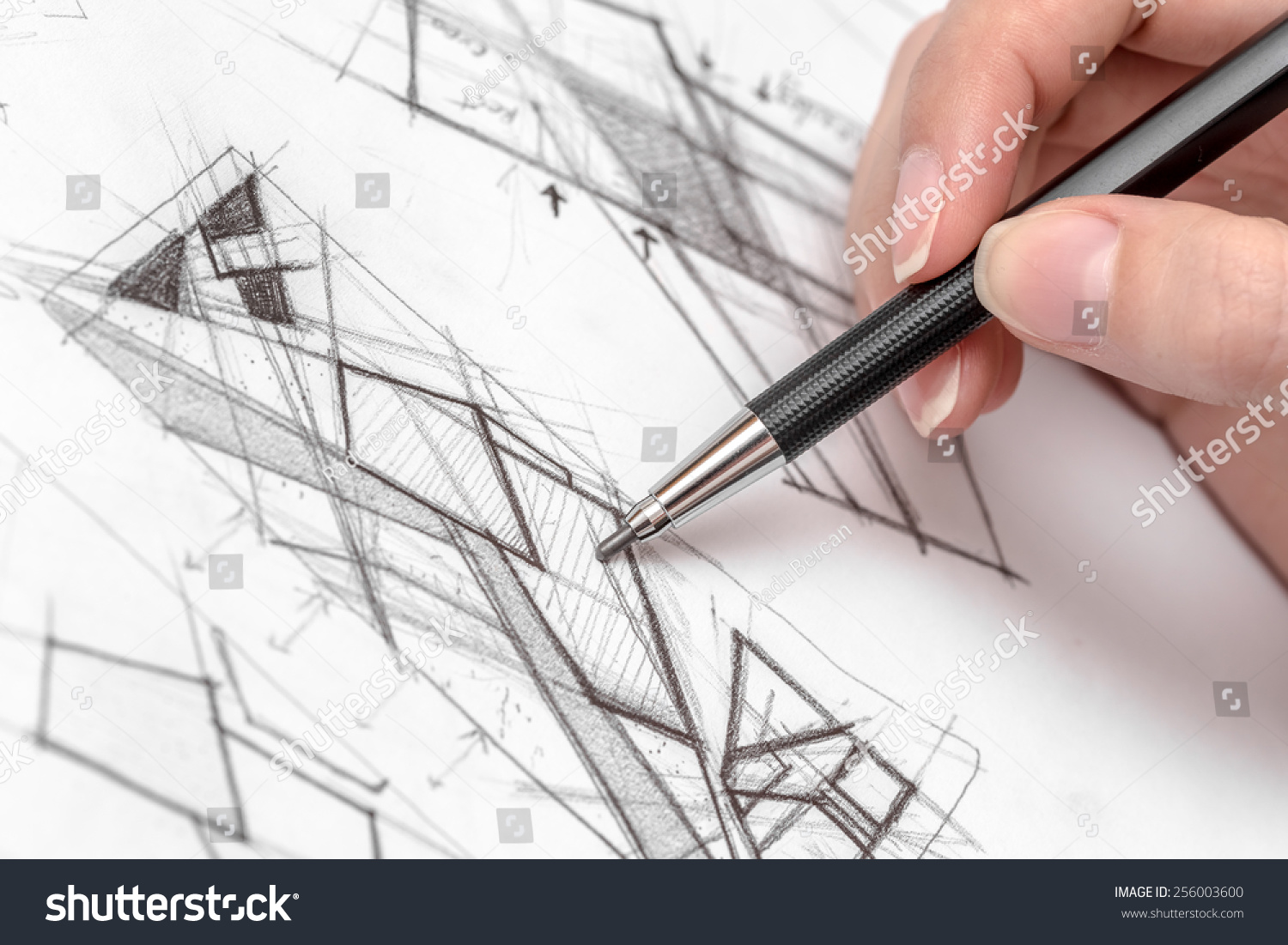 สถาปนิก วาดมือบ้าน แผน ร่าง ด้วยดินสอ ภาพสต็อก 256003600 | Shutterstock