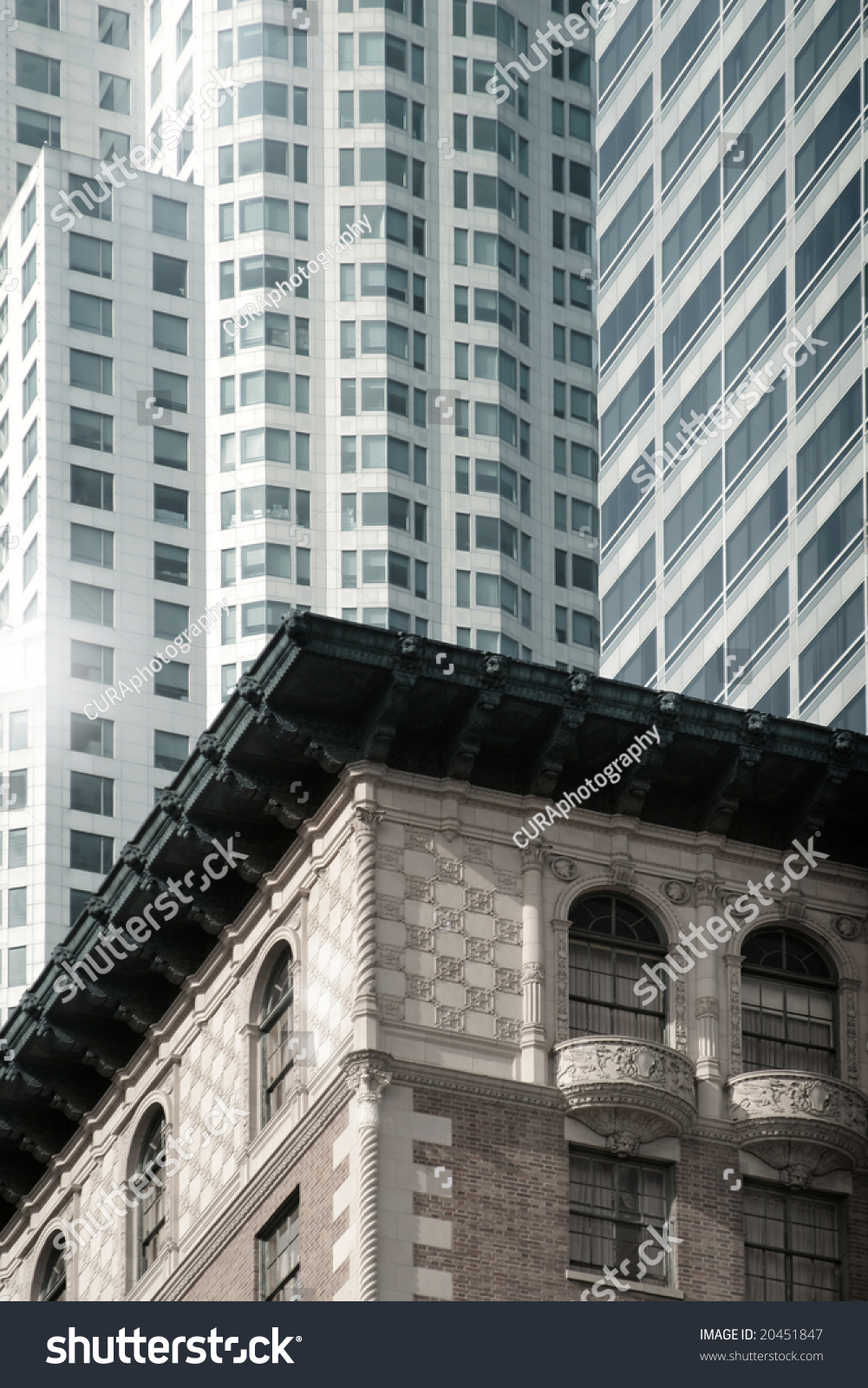 Architectural City Scape Of Smaller Brick Building In The Foreground ...