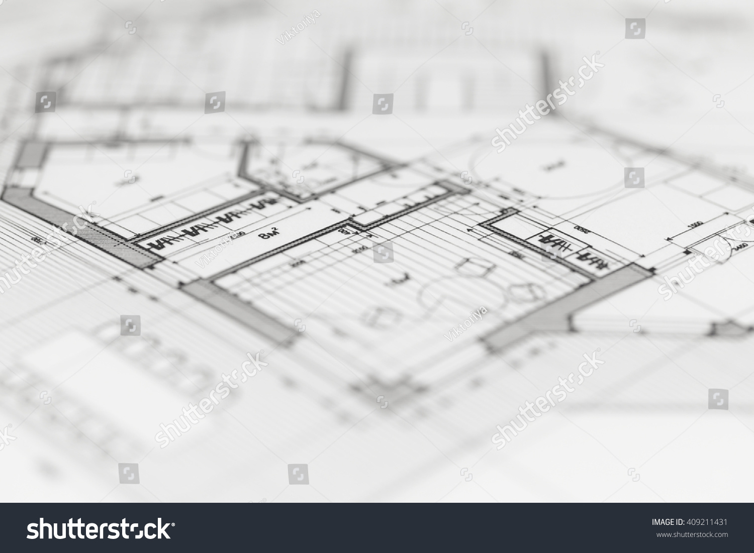 Architecture Blueprint House Plan Stock Photo 409211431 - Shutterstock