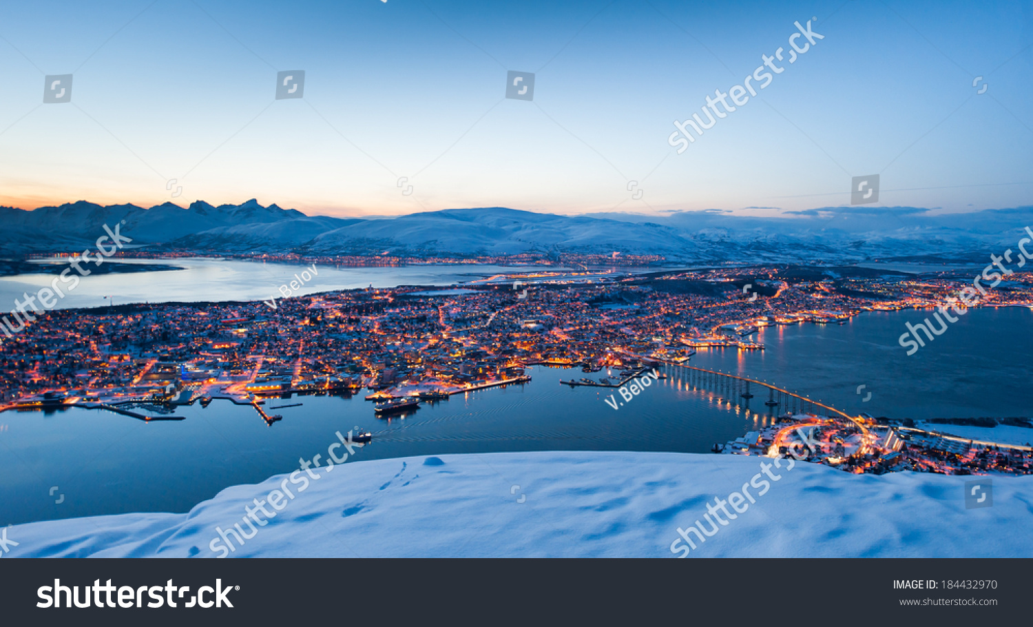 Arctic Norway Tromso City Skyline Aerial Stock Photo 184432970 ...