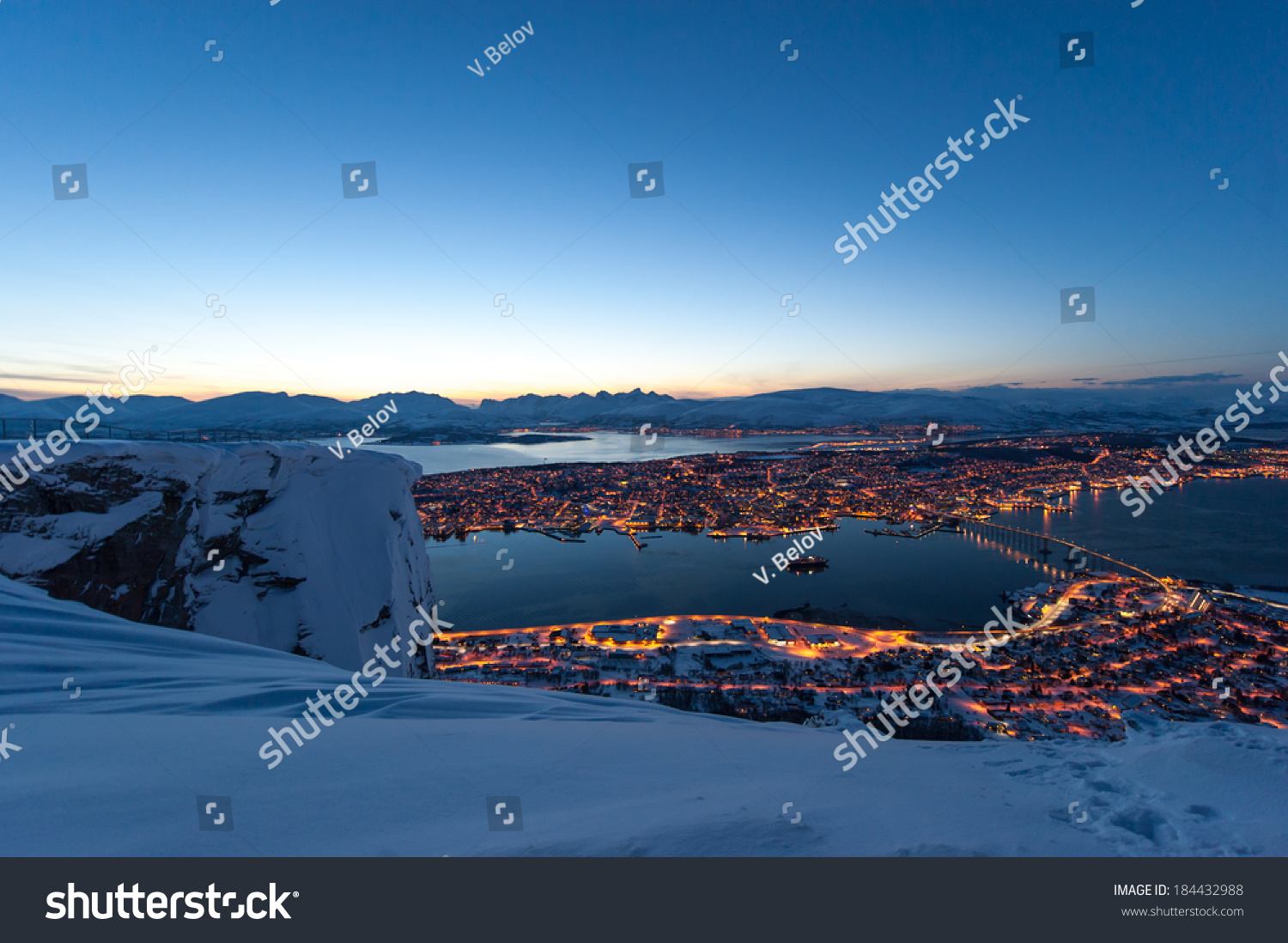 Arctic Norway Tromso City Skyline Aerial Stock Photo 184432988 ...