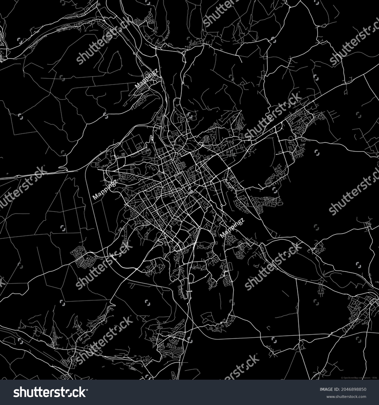 Area Map Nancy France Dark Background Stock Illustration 2046898850