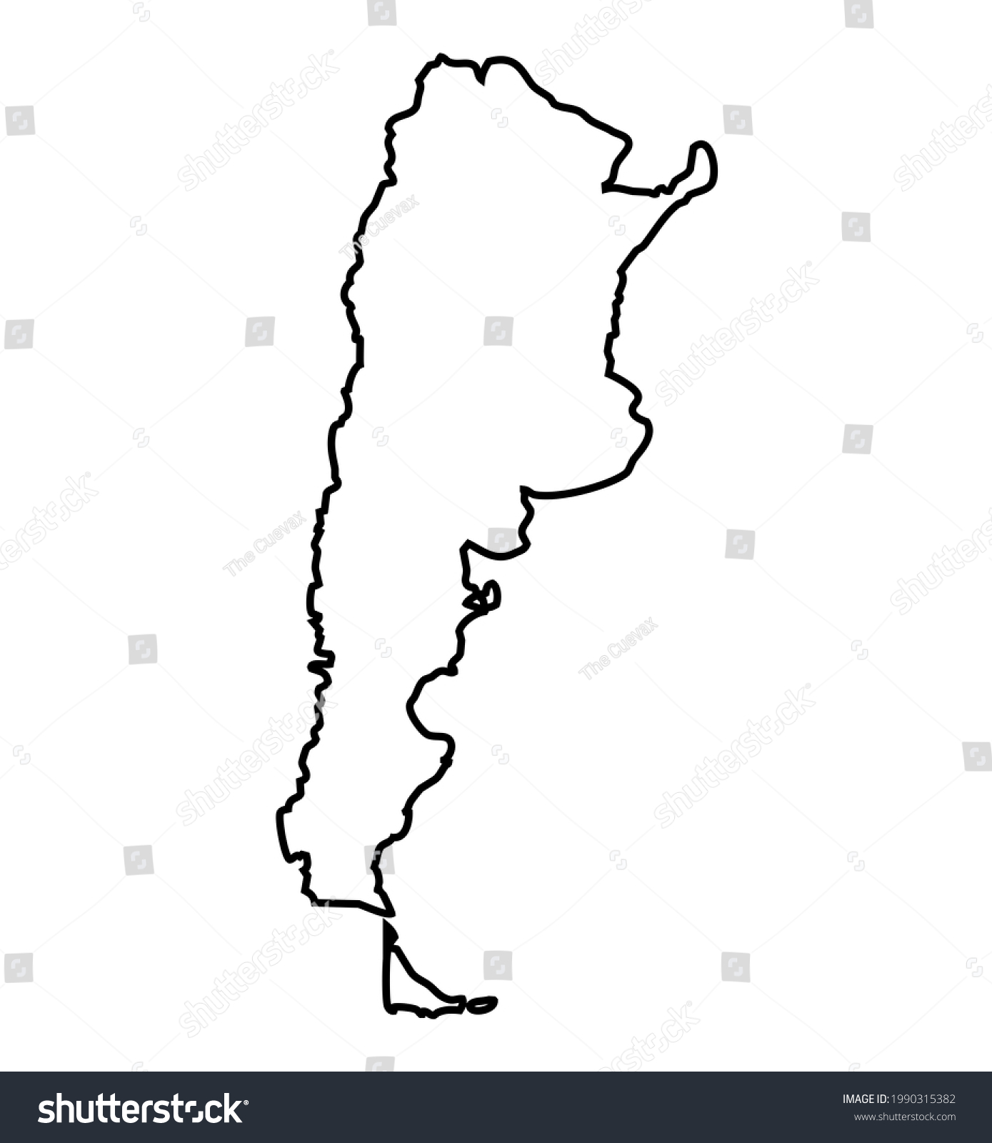 Argentina Map Black Outline White Background Stock Illustration ...