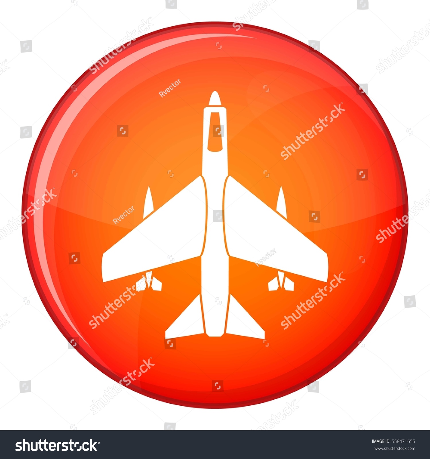 Armed Fighter Jet Icon Red Circle Stock Illustration 558471655 ...