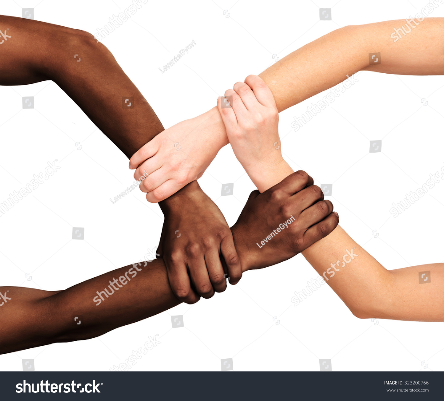 Arms Different Color Holding Into Each Stock Photo (Edit Now) 323200766